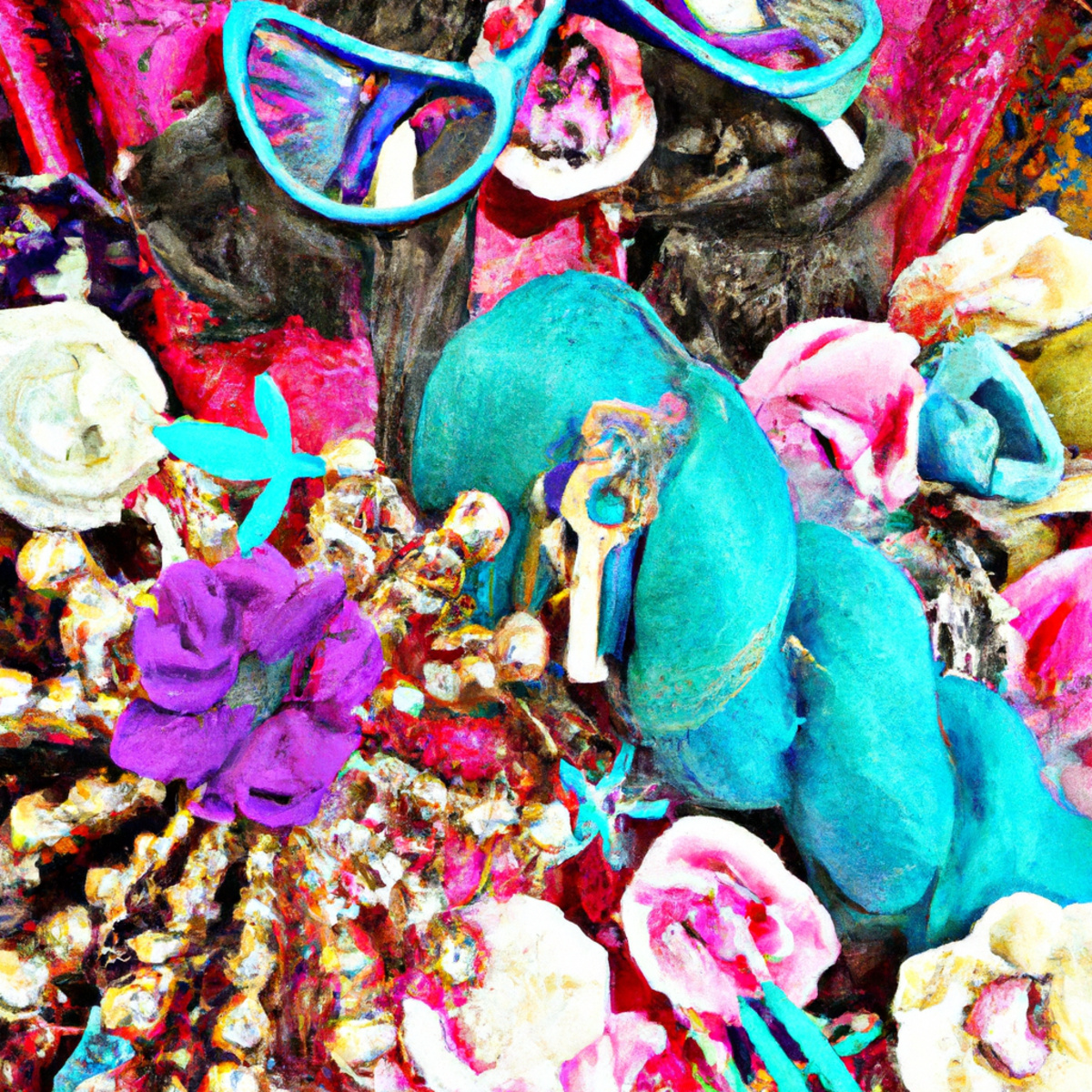 A vibrant display of trendy hair accessories, featuring clips and barrettes made from shimmering metals, pearls, and gemstones.