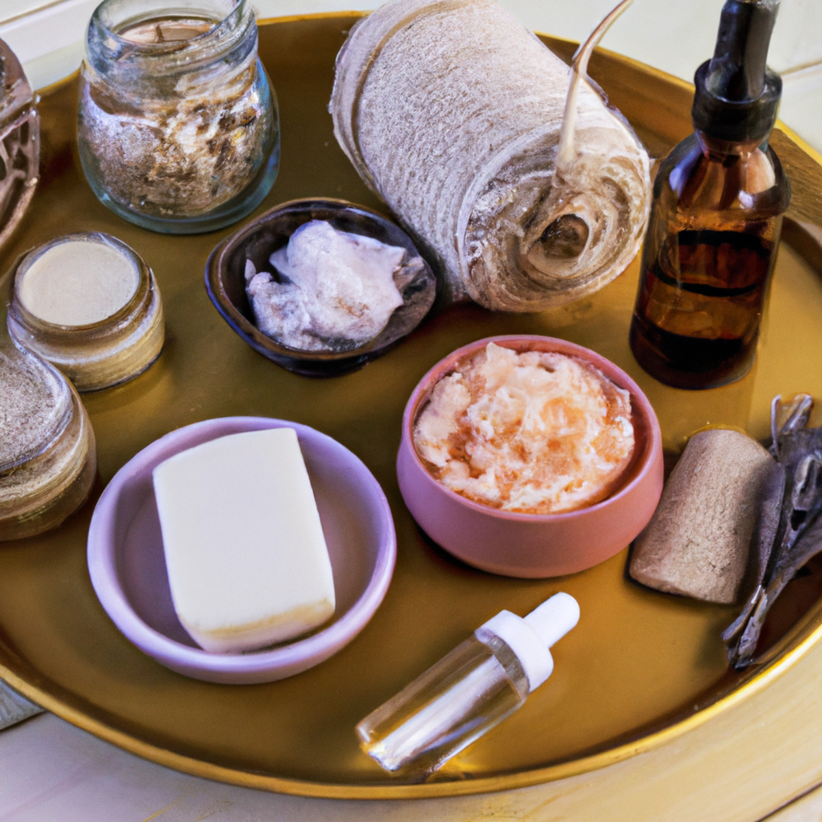 Get ready to glow with these natural skin care routines - a heavenly blend of shea butter, coconut oil, jojoba oil, and rosehip oil, topped off with a touch of lavender essential oil and a wooden comb for the ultimate self-care experience.