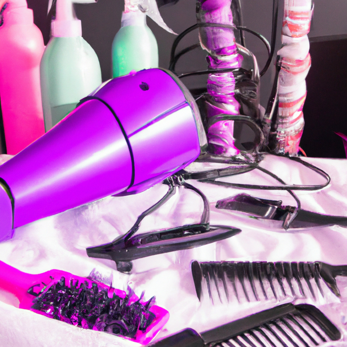 Trending hairstyles for 2023 - A colorful collection of hair styling tools and accessories arranged in an artful display, showcasing the latest trends for 2023.