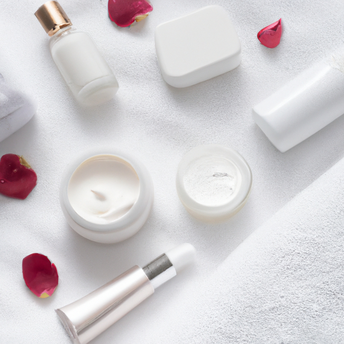 Indulge in the ultimate self-care with these natural anti-aging products and techniques that promise to leave you with plump, youthful skin. This collection of hydrating serum, firming eye cream, collagen-boosting powder, and rich, creamy moisturizer is specifically designed to combat signs of aging and promote a more youthful appearance. Incorporating these anti-aging products into your skincare routine can help reduce the appearance of fine lines and wrinkles, improve skin elasticity, and enhance overall radiance. Pair this indulgent regimen with a fluffy white towel and delicate rose petals for the ultimate spa-like experience in the comfort of your own home.