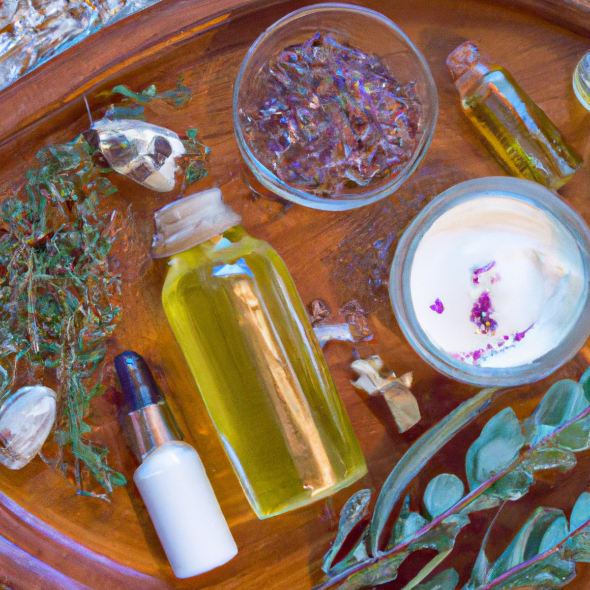 Get ready to glow with these natural skin care routines! From lavender to rosehip, this wooden tray is a treasure trove of organic goodness. With shea butter and coconut oil to nourish and fresh herbs to invigorate, your skin will thank you for going au naturel.