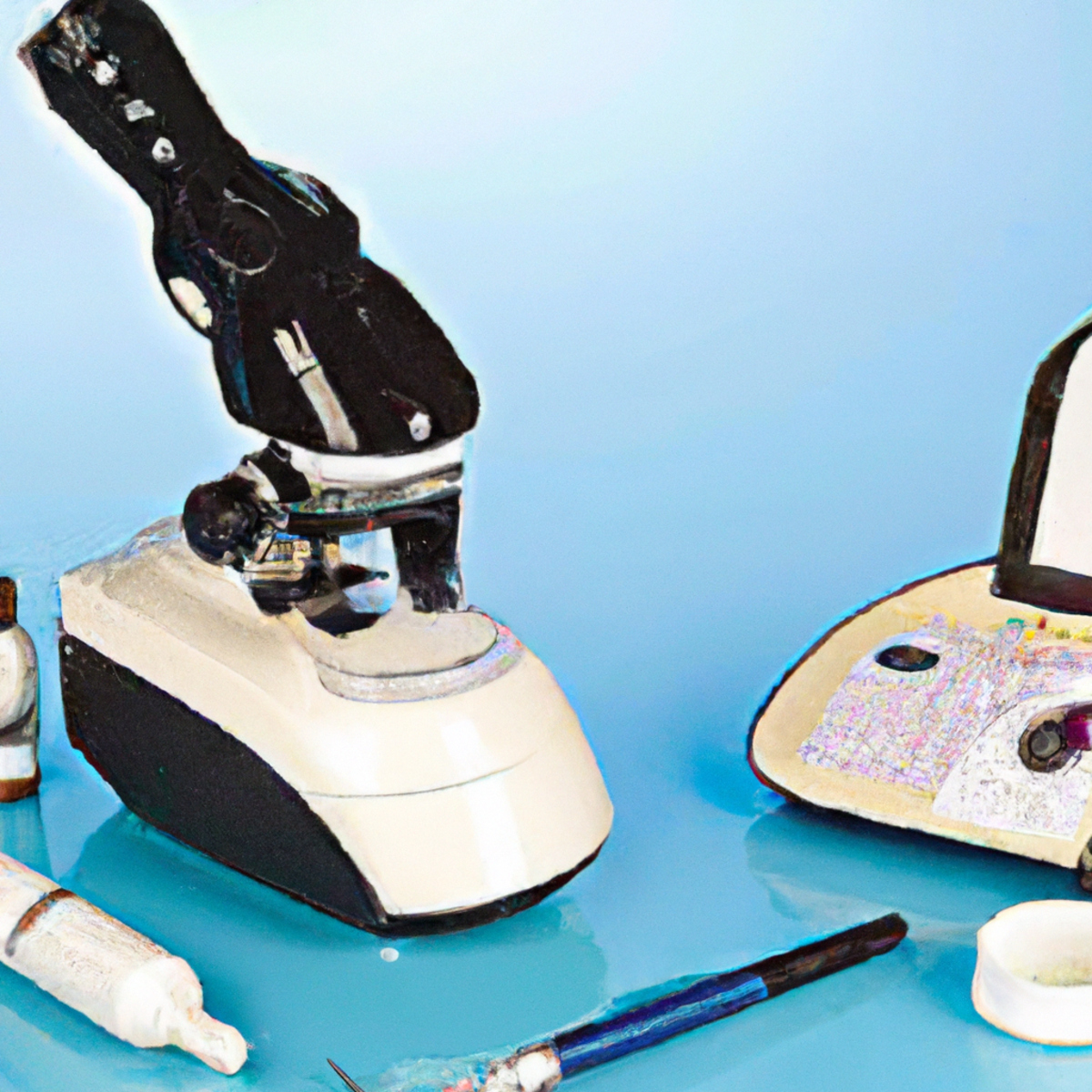 Various dermatology tools and equipment on a white examination table, highlighting the importance of allergy testing.