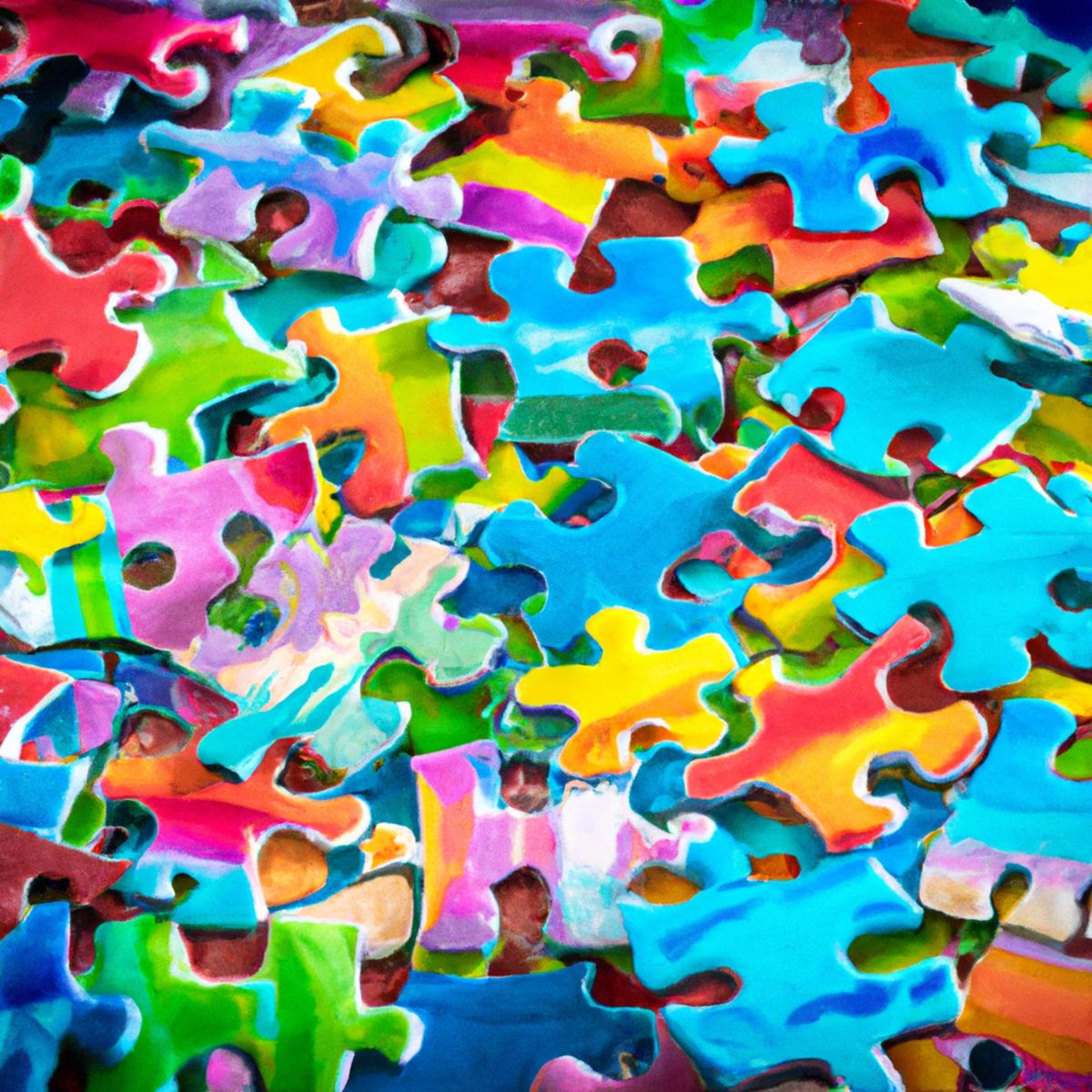 Colorful puzzle pieces representing the emotional challenges of Mucopolysaccharidoses, emphasizing resilience and support.