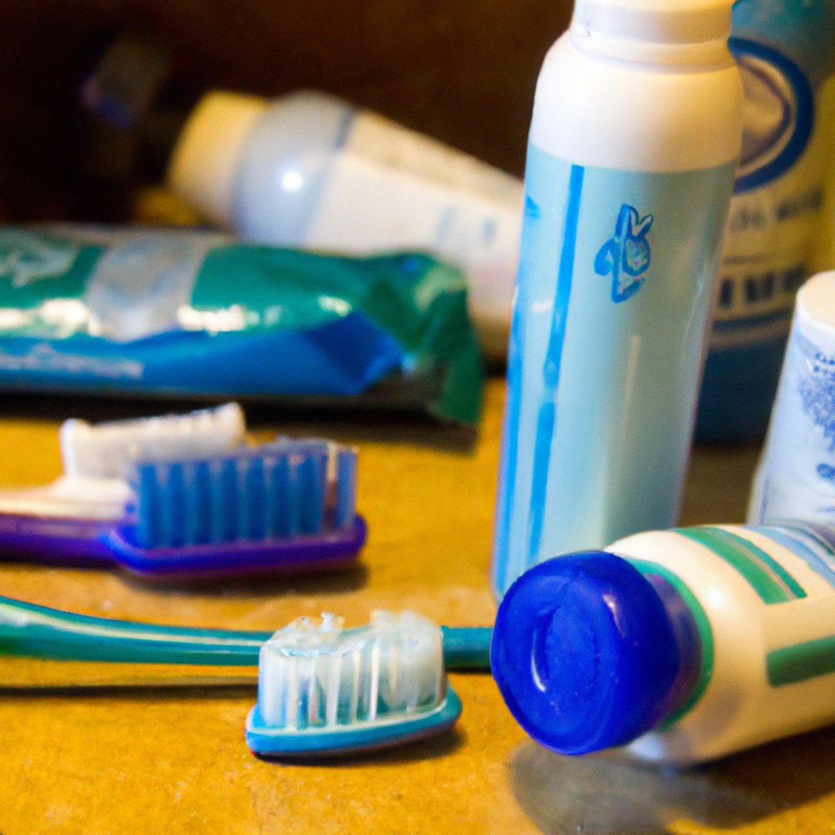 Self-care essentials for individuals with Hypohidrotic Ectodermal Dysplasia: toothbrush, toothpaste, hairbrush, moisturizer, and glasses.