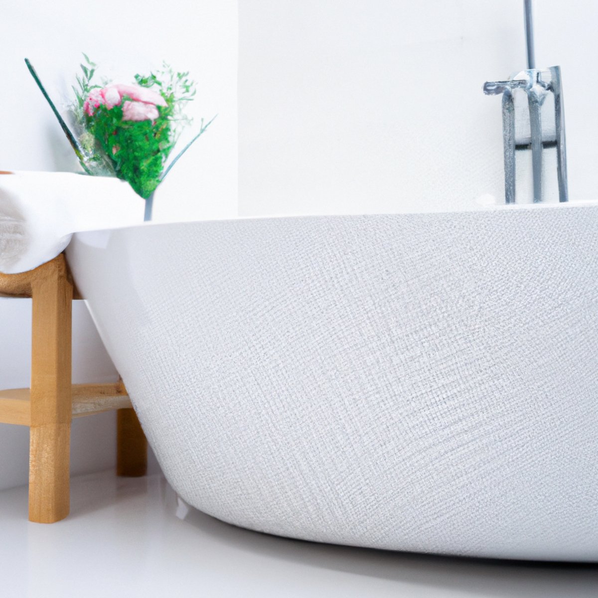 Serenity and relaxation in a modern bathroom with sleek bathtub, plush towel, bath caddy, and soothing ambiance- Self-care Products