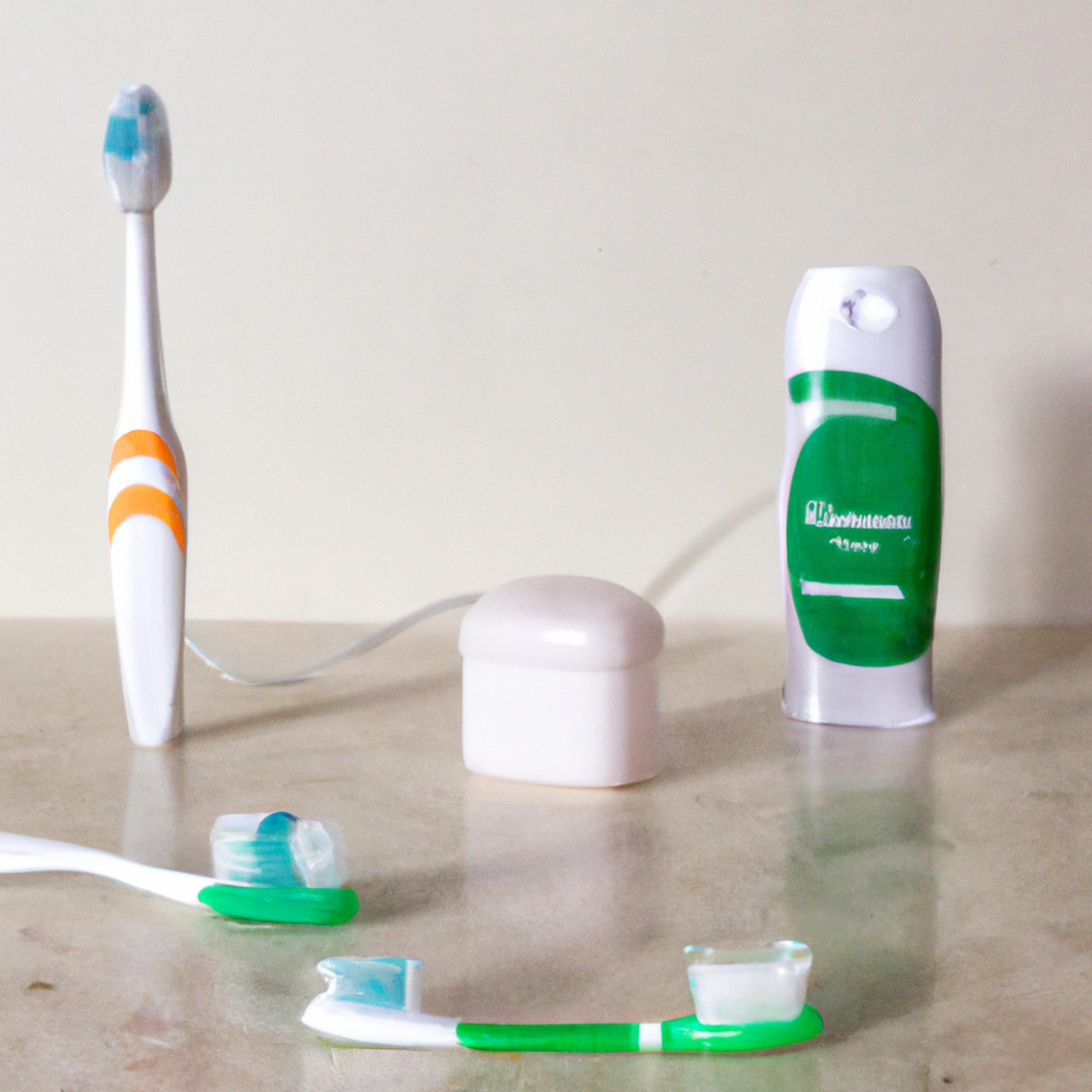 Oral care essentials: toothbrush, toothpaste, dental floss, promoting dental health for Hypohidrotic Ectodermal Dysplasia.