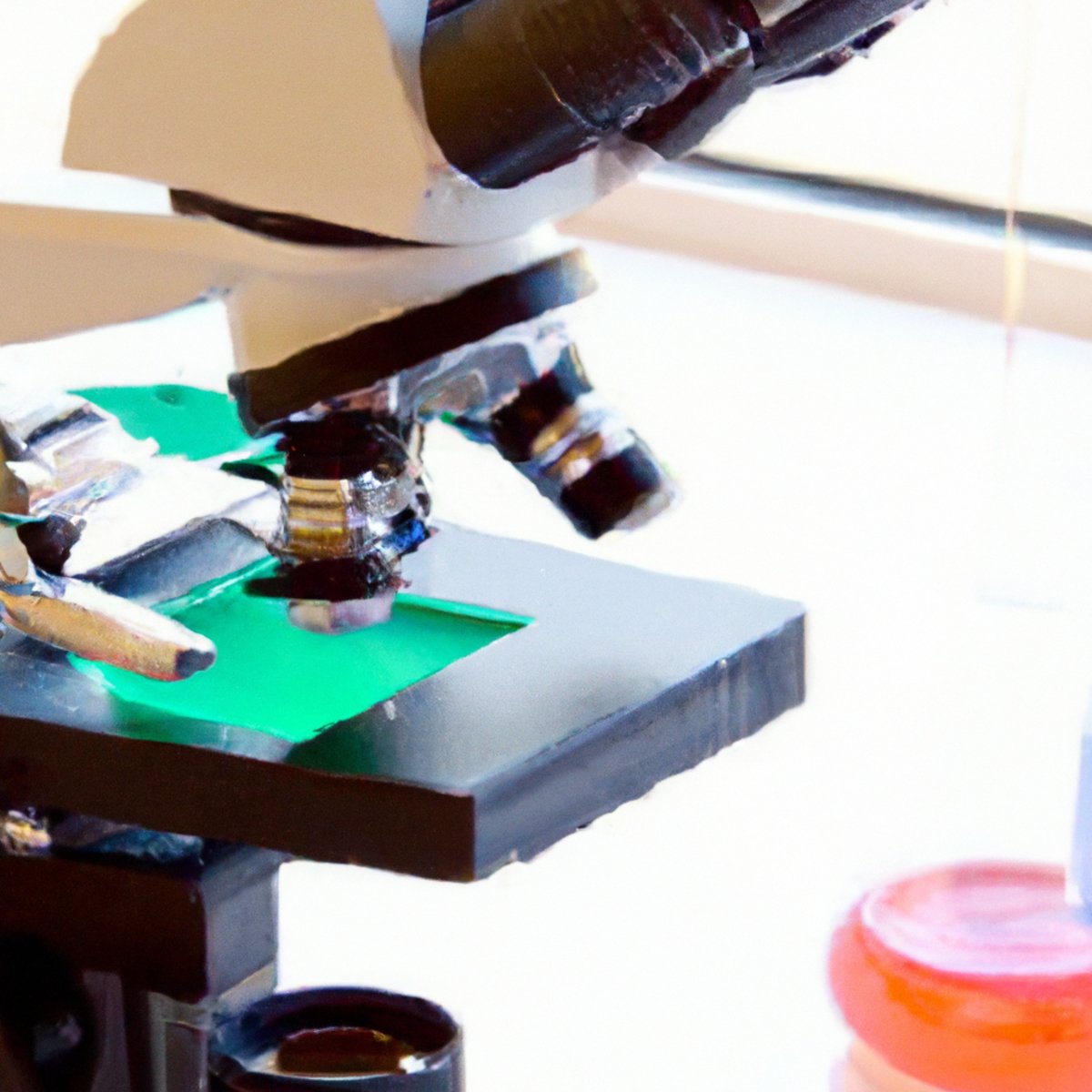 Medical laboratory with scientific equipment and microscope displaying cells, emphasizing Erdheim-Chester Disease research.