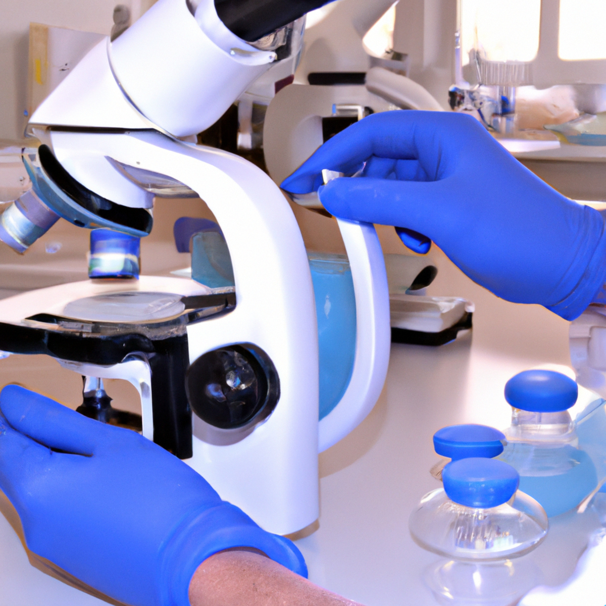 Well-equipped medical lab with scientific apparatus for diagnosing and studying Paraneoplastic Pemphigus.