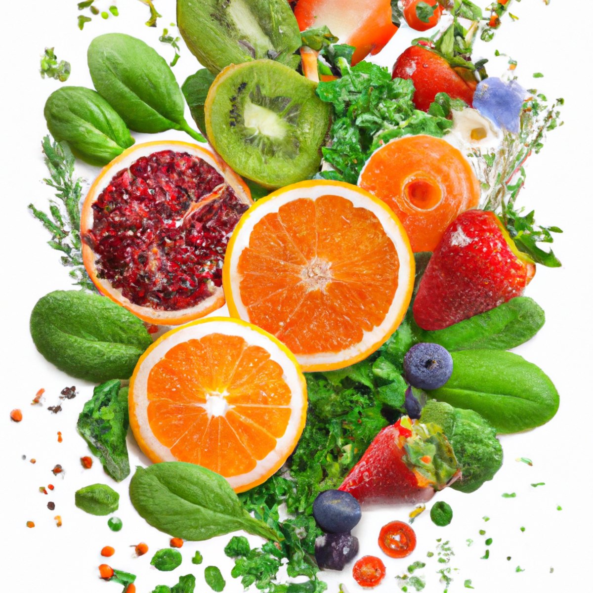 Clean beauty - A vibrant composition of fresh fruits, vegetables, and superfoods on a rustic wooden table, emphasizing the connection between nutrition and skin radiance.