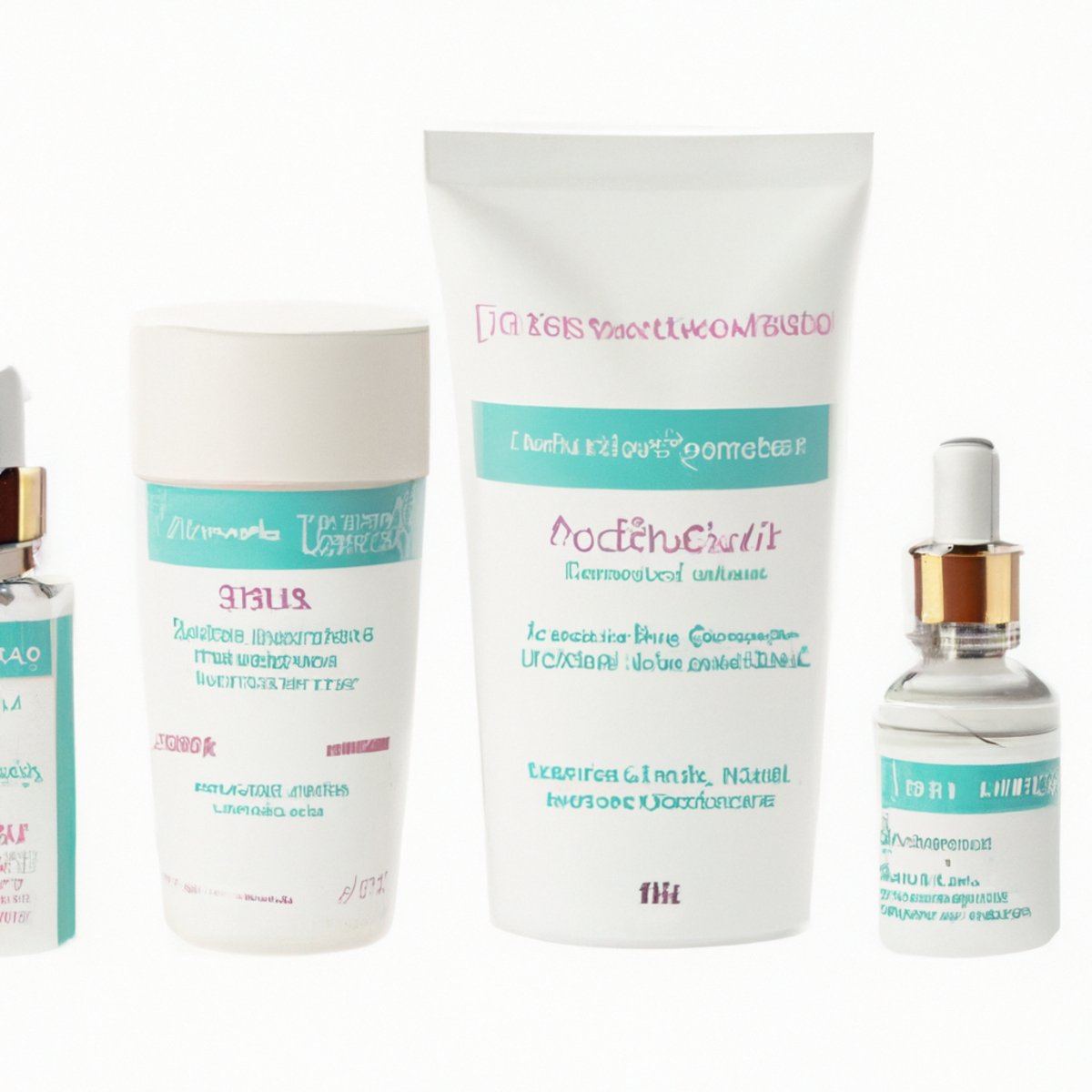 Assorted melasma treatment skincare products displayed on a white background, highlighting labels, textures, and vibrant colors.