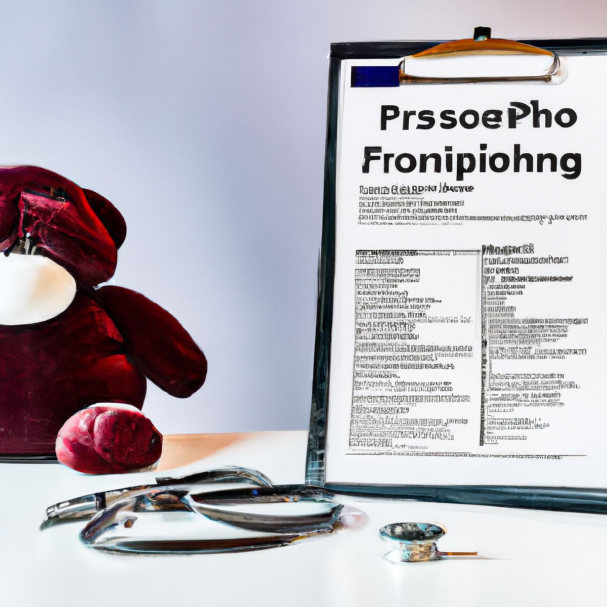 Pediatric medical examination room with stethoscope, charts, blood pressure cuff, and doctor's coat -Fibrodysplasia Ossificans Progressiva (FOP)