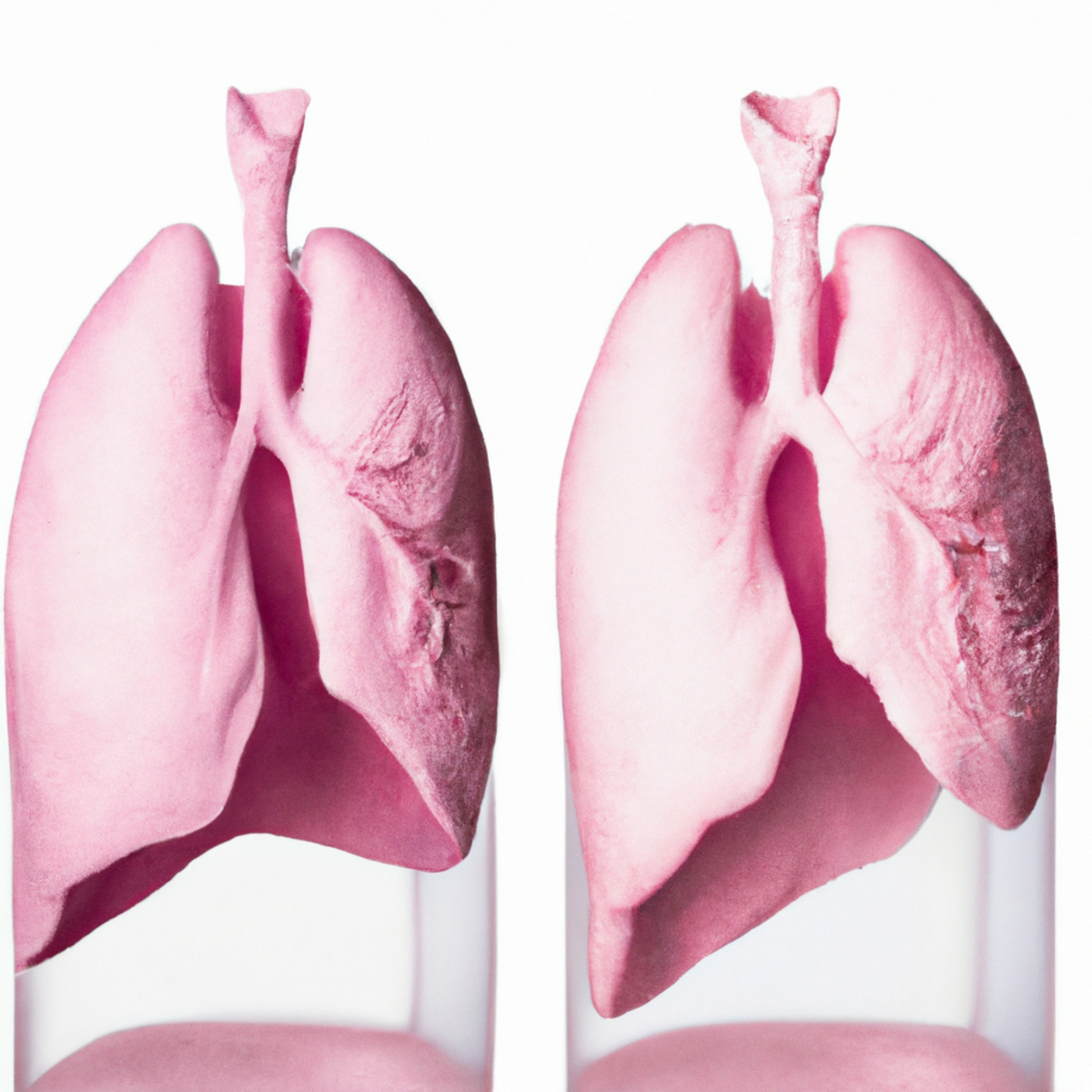 Healthy and Sarcoidosis-affected lungs in glass containers.