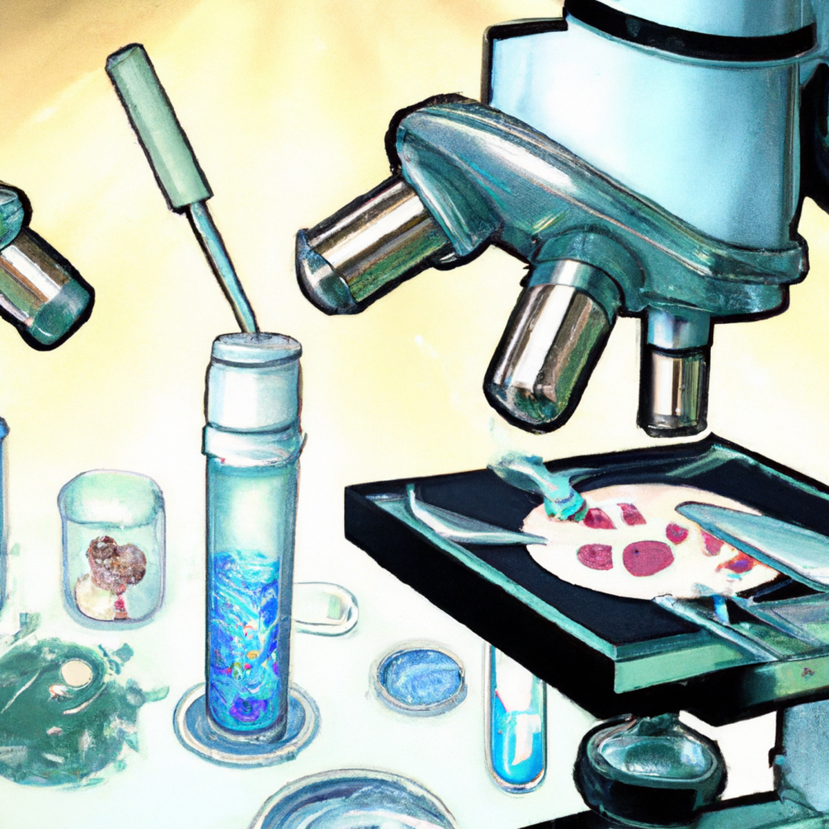 Medical laboratory with scientific equipment and tools, symbolizing the investigation of Fahr's Syndrome.