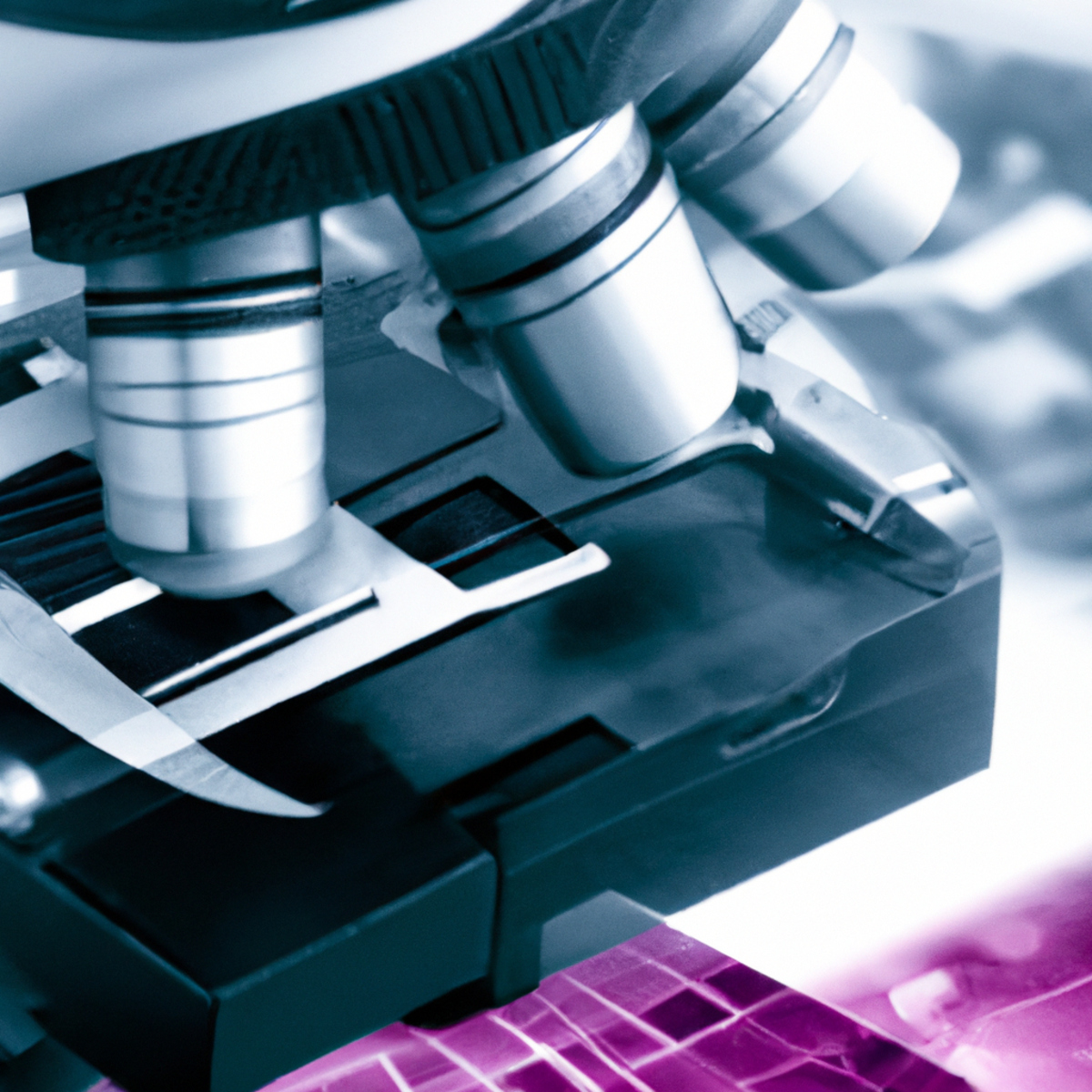 Cutting-edge lab with microscope, petri dish of vibrant cells, and data graphs symbolizing progress in Caroli Disease research.