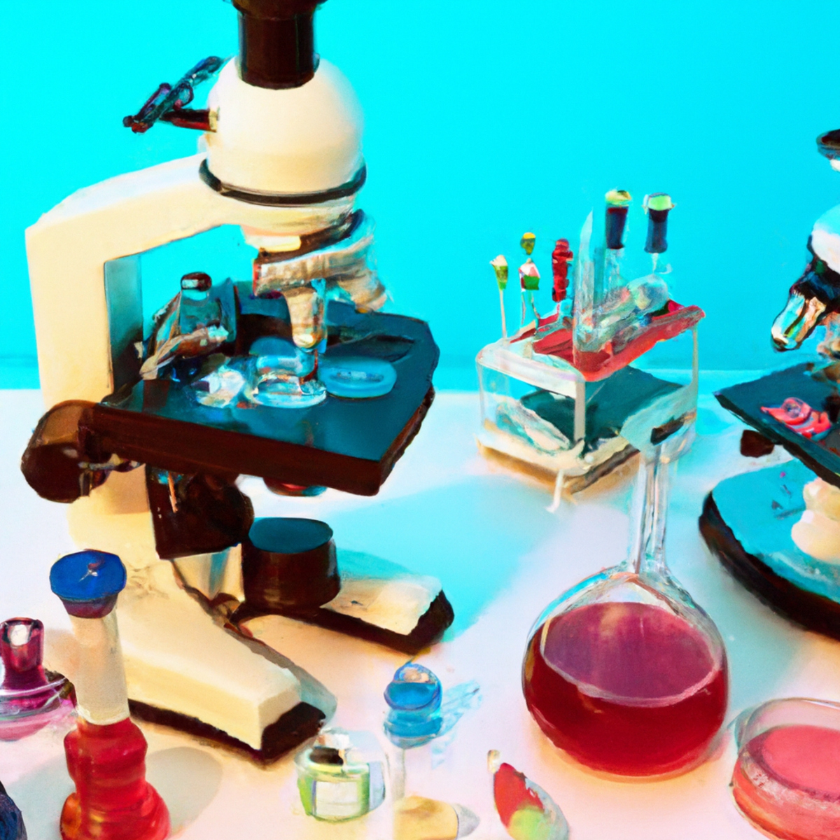 Lab equipment and research tools in a vibrant setting, emphasizing the scientific nature of the article on Pallister-Killian Syndrome.