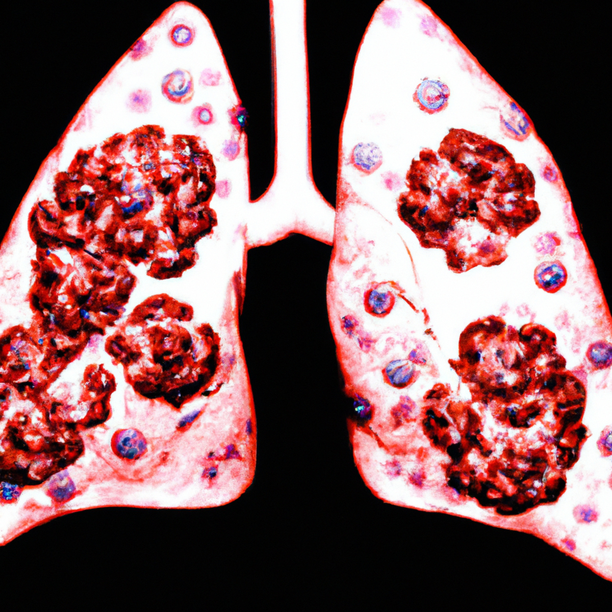 Close-up of healthy lung affected by Pulmonary Alveolar Proteinosis (PAP), showcasing milky alveoli filled with proteinaceous material.