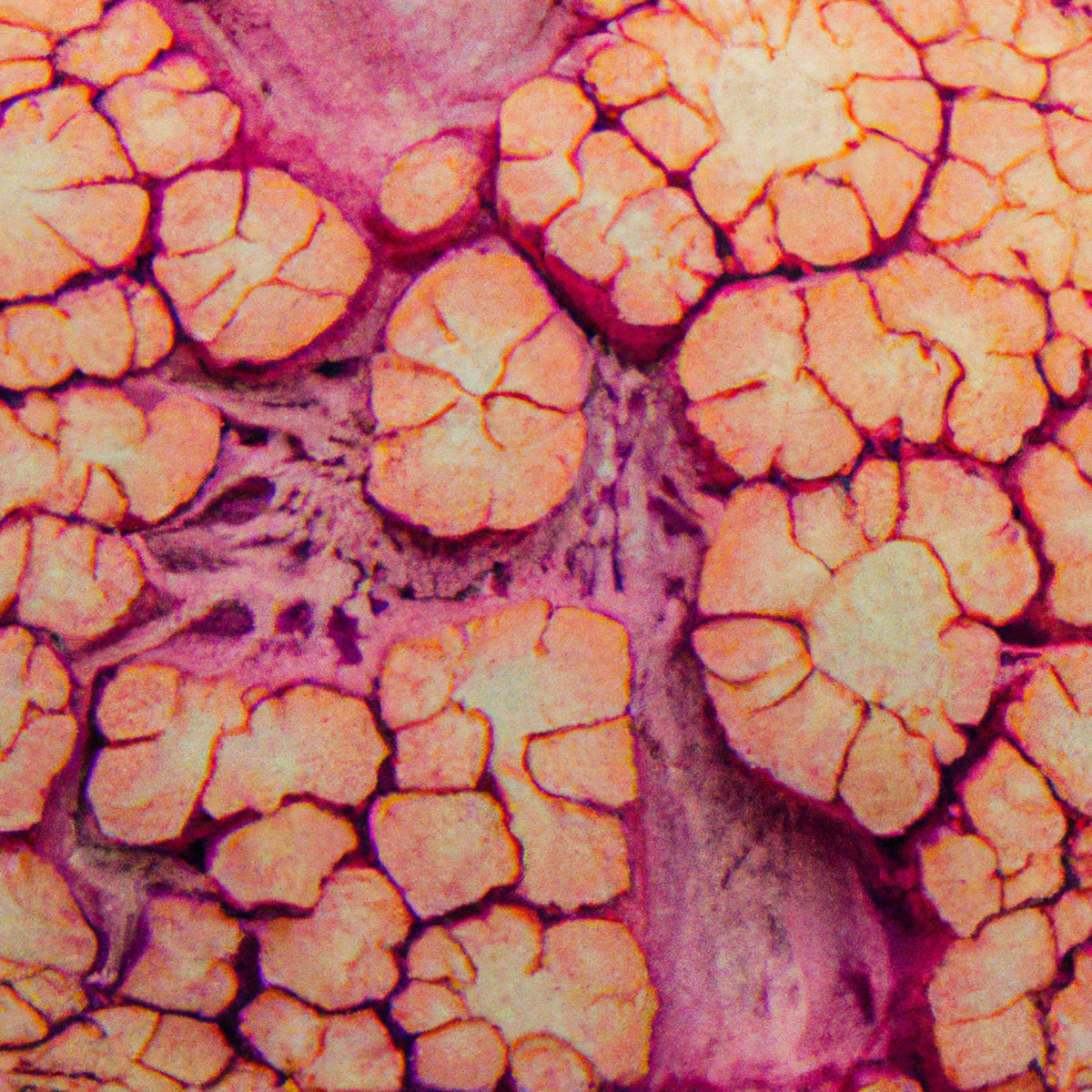 Close-up of human lung with intricate network of alveoli, showcasing abnormal protein accumulation in vivid detail  -Pulmonary Alveolar Proteinosis (PAP)