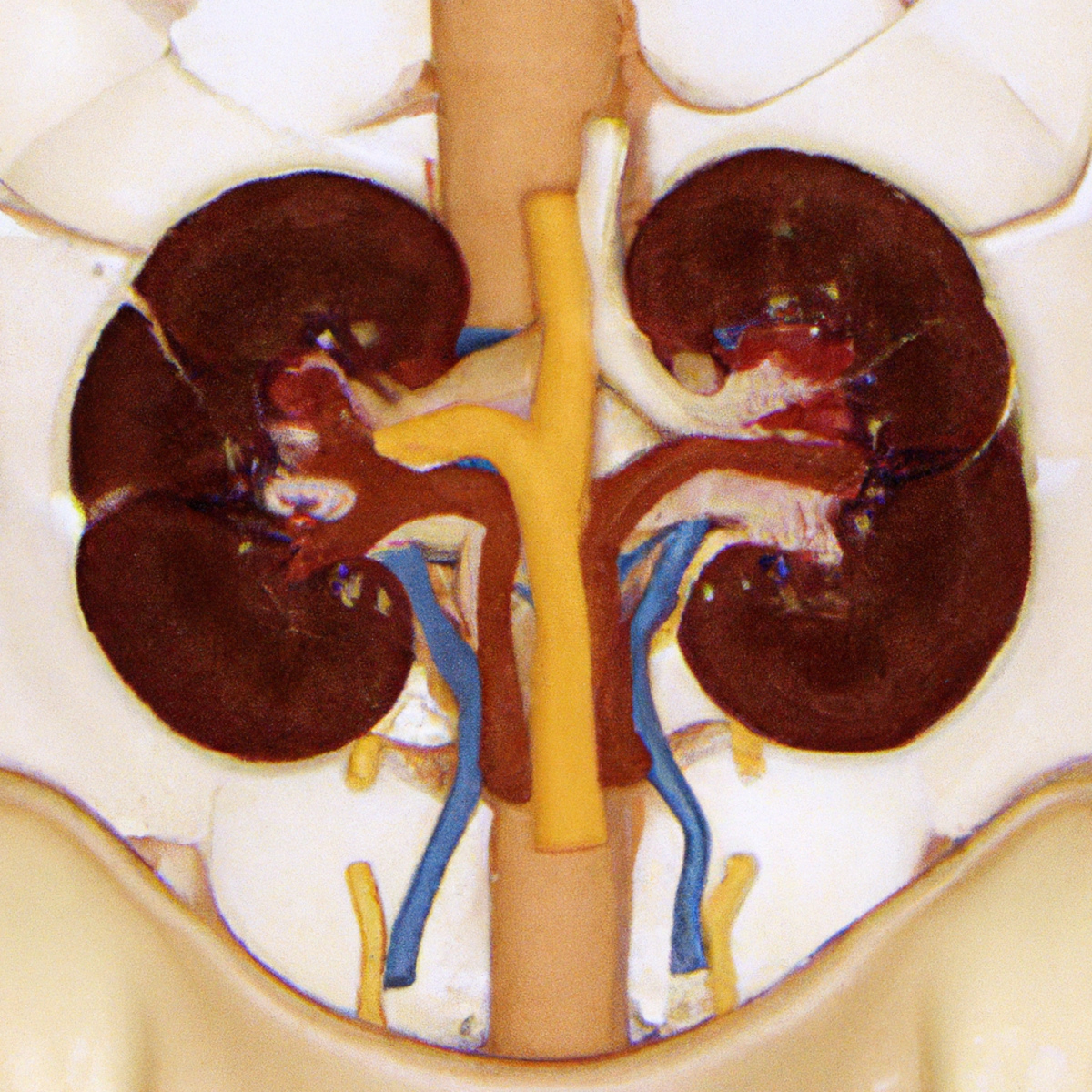 Close-up photo of kidney model showcasing intricate structure and components, highlighting complexity of kidneys in Gitelman Syndrome.