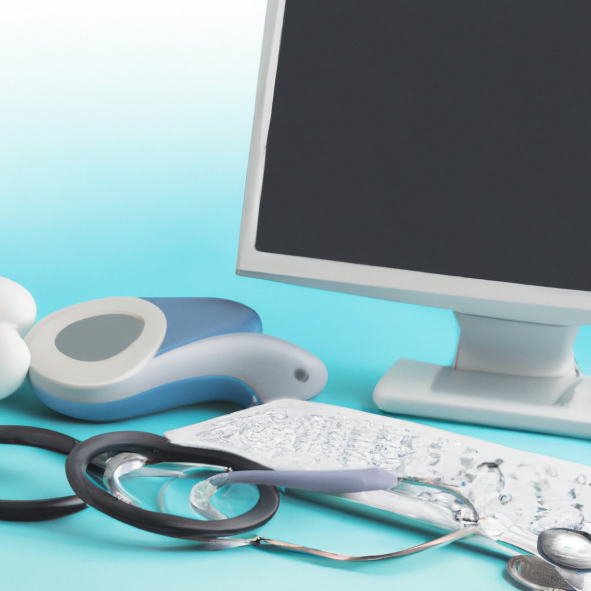 Medical tools and equipment for diagnosing Caroli Disease in Children, including a stethoscope, ultrasound machine, and laboratory test tubes.