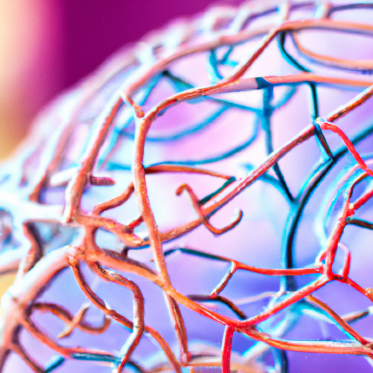 Close-up of transparent brain model showcasing neural pathways, vibrant colors representing affected areas in Huntington's Disease.