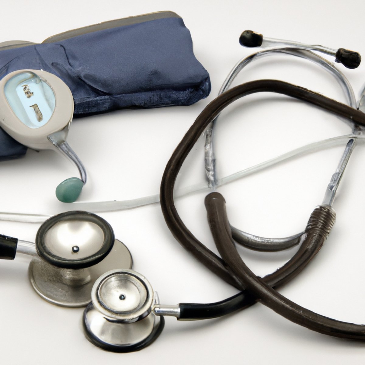 Symbolic representation of Alagille Syndrome challenges: stethoscope, textbook, and desk symbolize medical care, knowledge, and caregiver support.