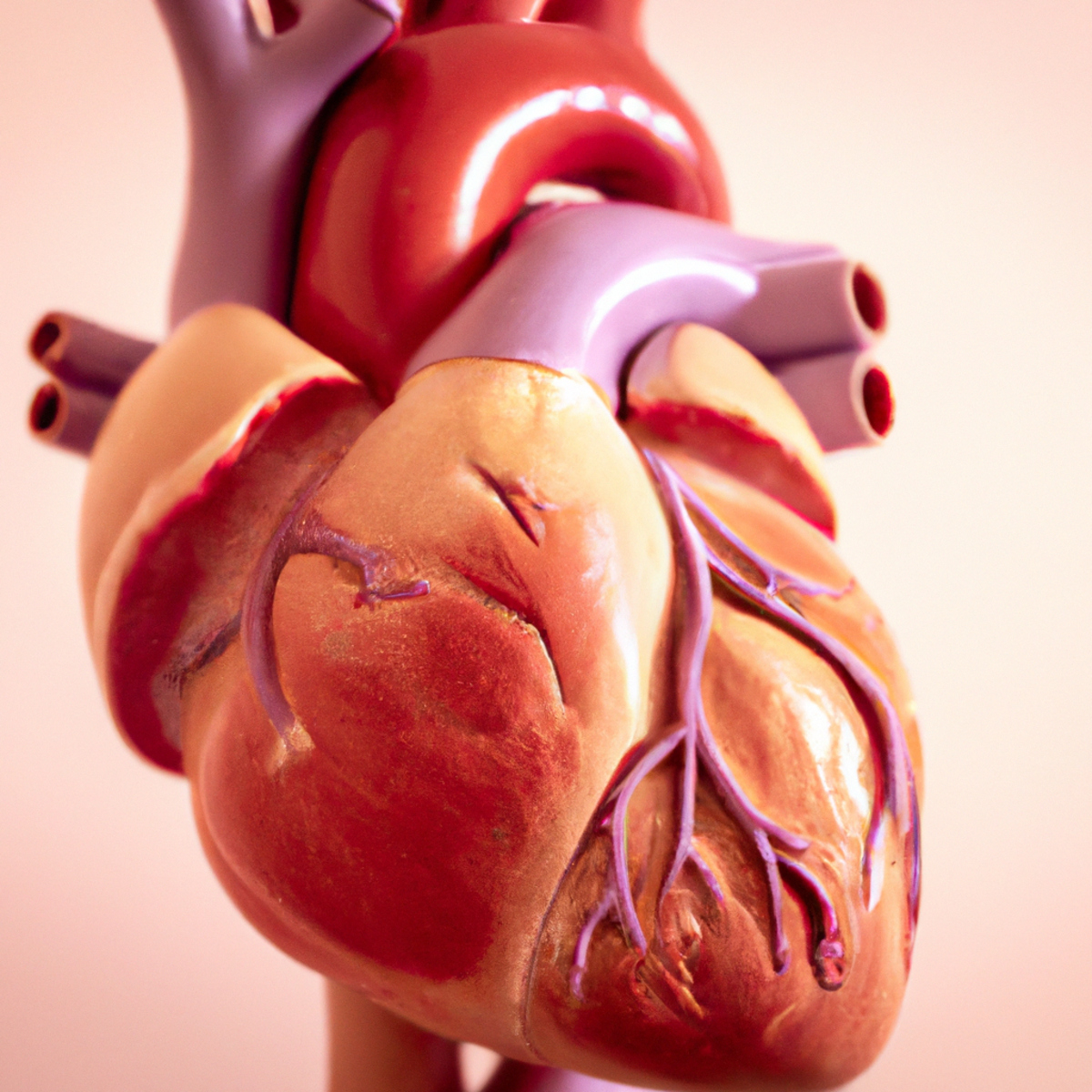 Close-up view of a detailed human heart model, surrounded by medical instruments, representing restrictive cardiomyopathy.