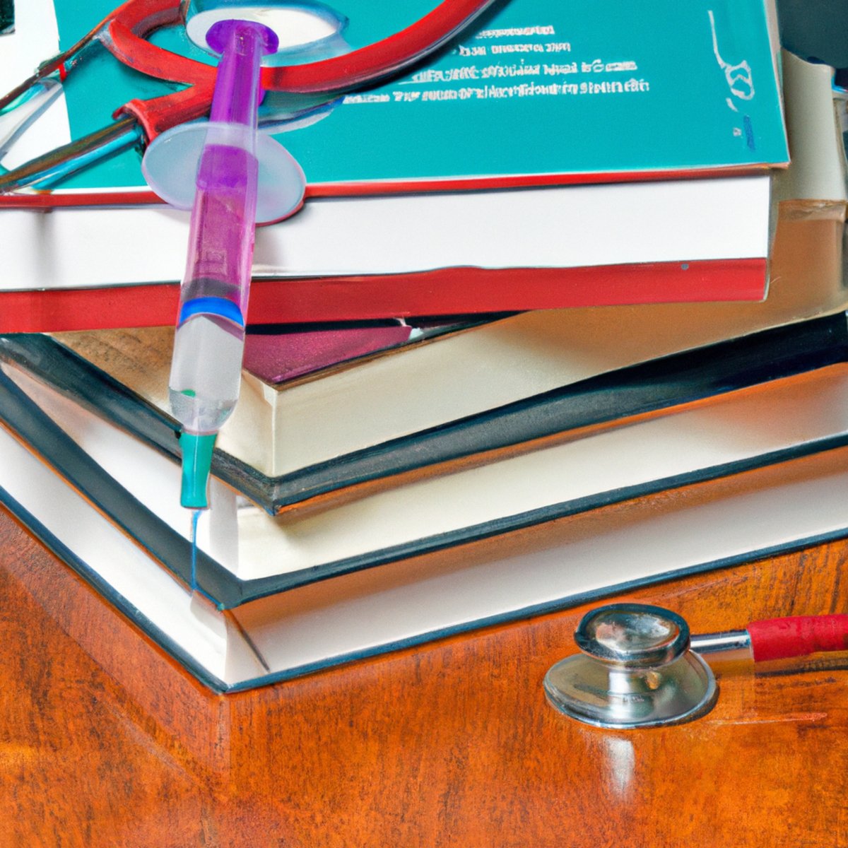 Medical tools and textbooks symbolize the importance of knowledge in understanding Kawasaki Disease, with medication and a heart model in the background.