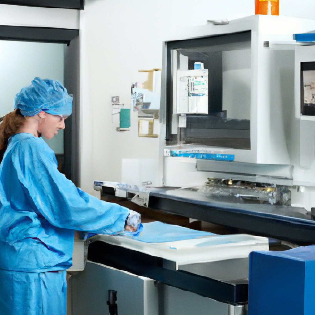 Hospital lab with advanced medical equipment and tools, emphasizing technology's role in early diagnosis of Caroli Disease.