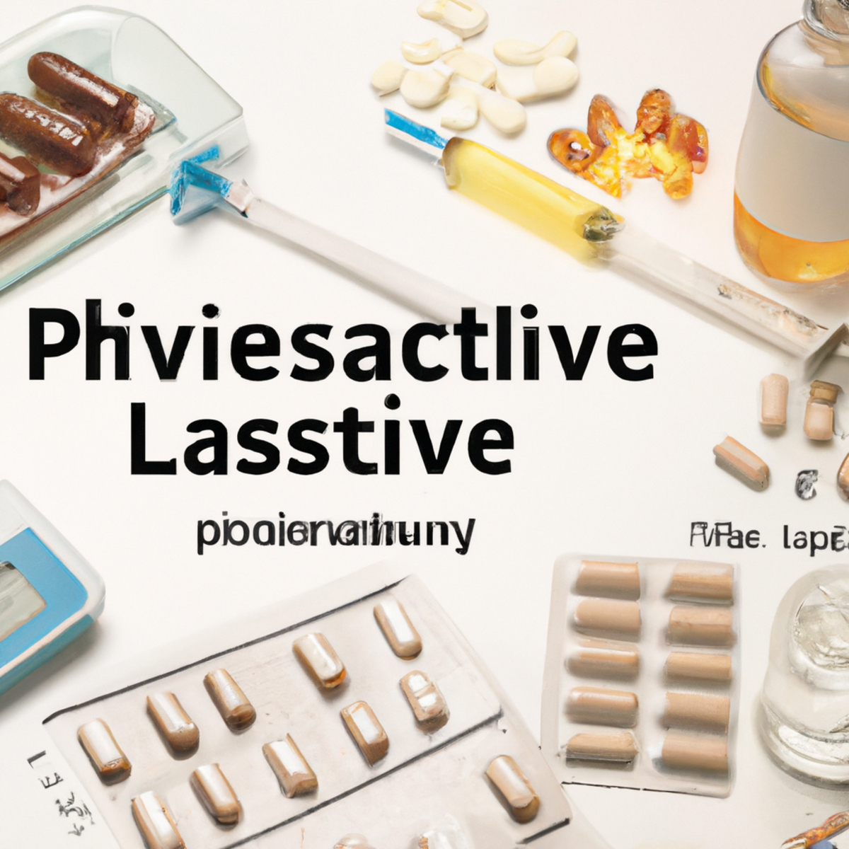 Medical setting with medications, equipment, and tools, representing comprehensive treatment for Progressive Familial Intrahepatic Cholestasis (PFIC).
