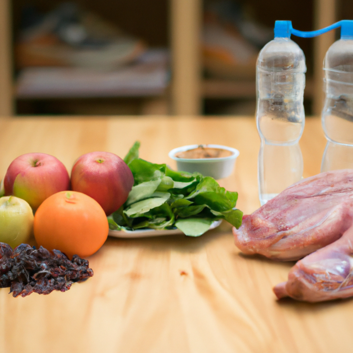 Healthy foods, running shoes, water bottle, and lung image - Alpha-1 Antitrypsin Deficiency