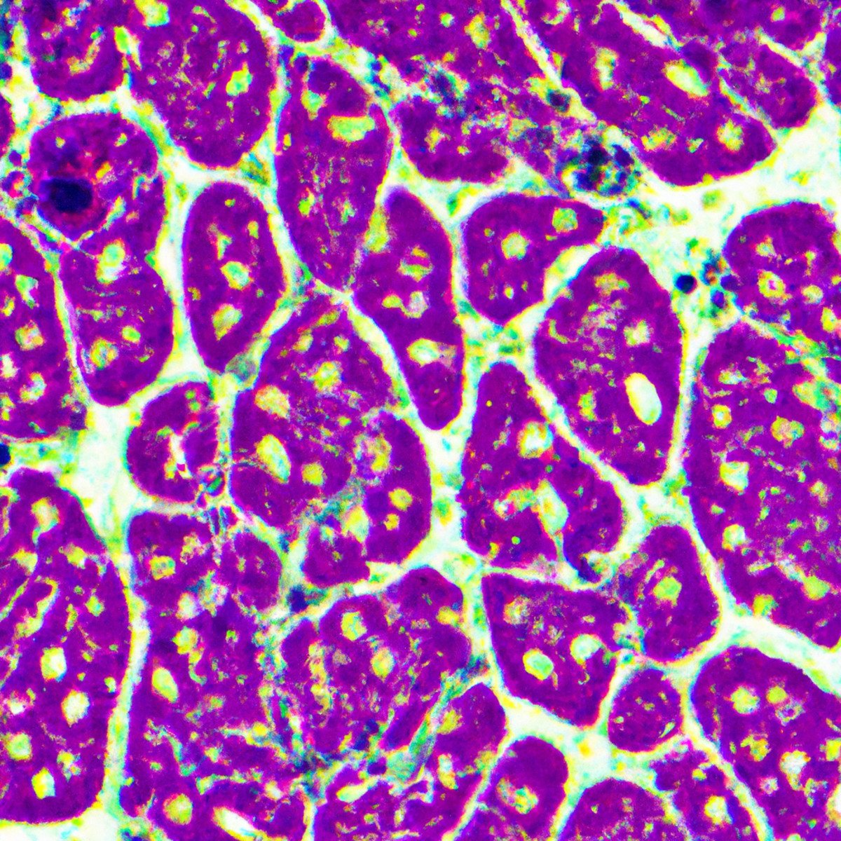 Close-up of microscope slide displaying intricate network of cells, showcasing abnormal proliferation of Langerhans cells in affected lung tissue.