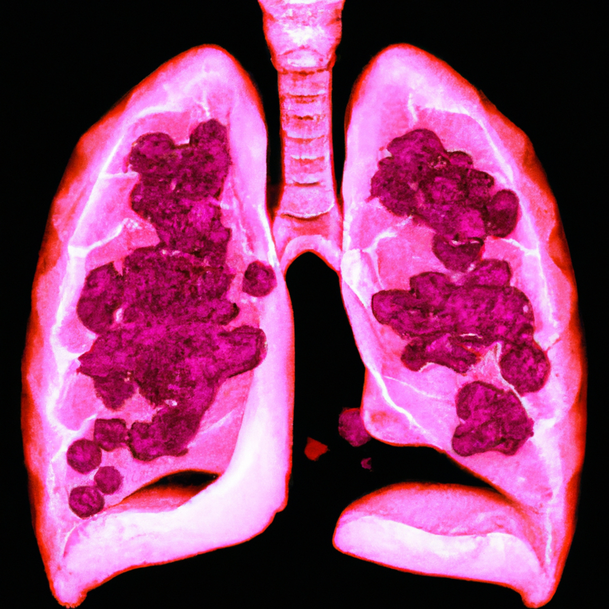Healthy and diseased lung with Pleuropulmonary Blastoma close-up.