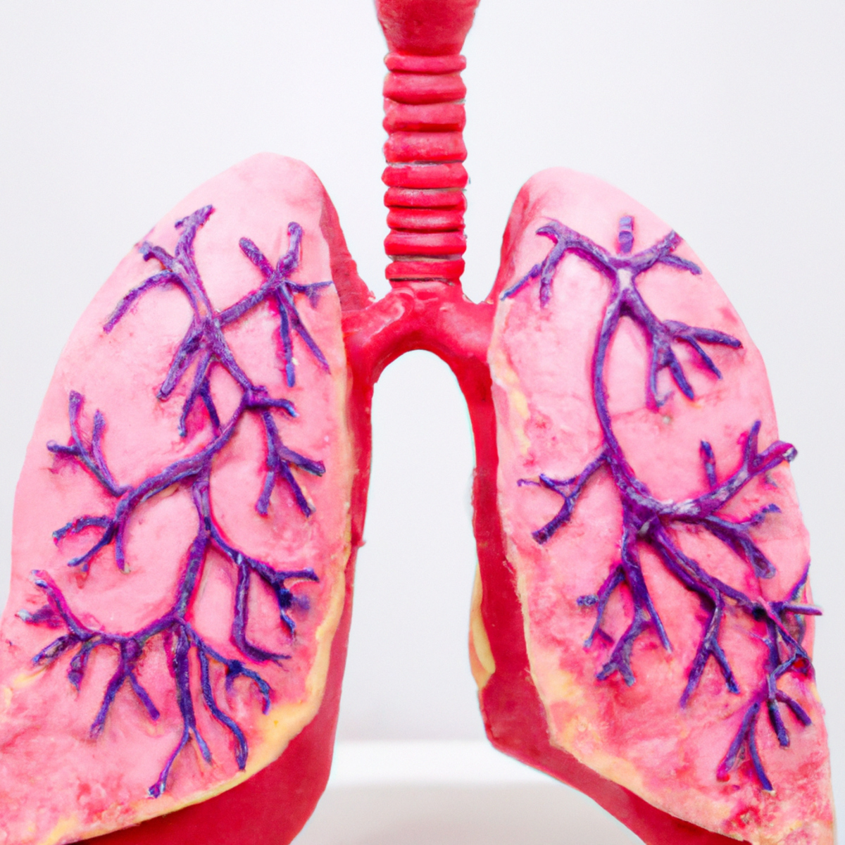 Detailed lung models showing healthy and diseased states, with a stethoscope - Desquamative Interstitial Pneumonia (DIP)