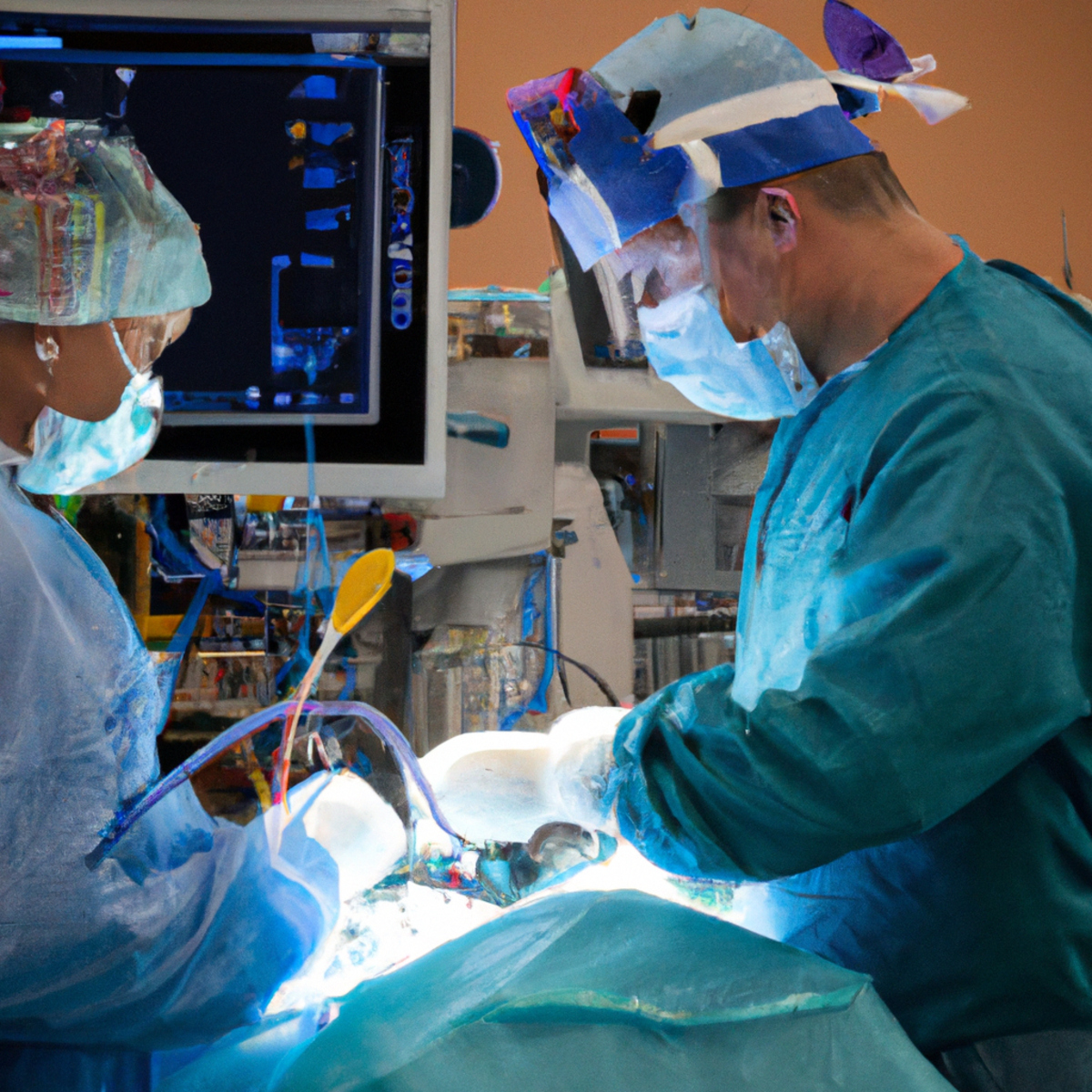 Skilled surgeon delicately performs liver transplant in sterile operating room, showcasing precision and expertise required for complex procedure - Progressive Familial Intrahepatic Cholestasis (PFIC)