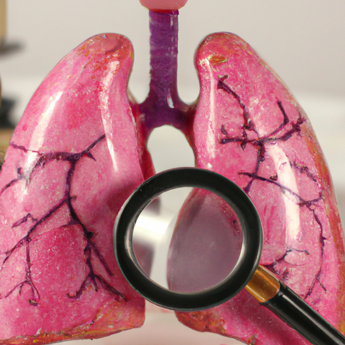 Detailed lung model showing healthy and diseased parts with Pleuropulmonary Blastoma.