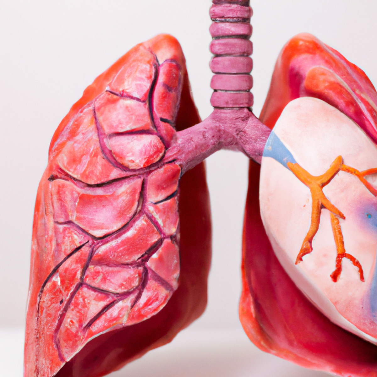 Detailed models of a healthy lung and a Sarcoidosis-affected lung with a stethoscope.