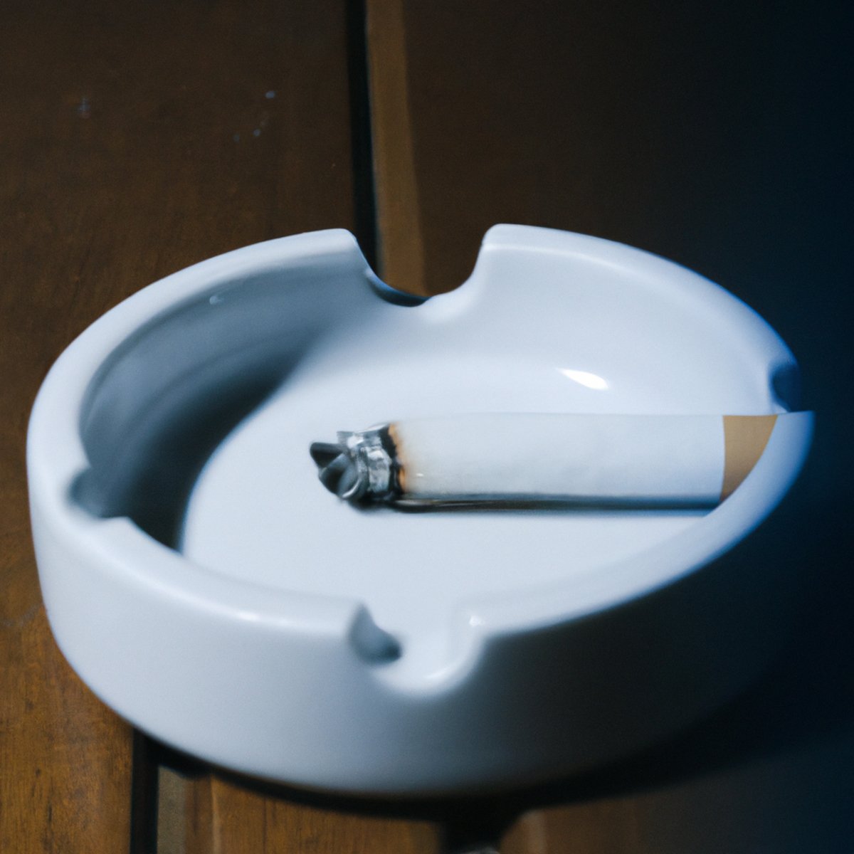 Close-up of cigarette on ashtray, showcasing brand logo and wisps of smoke, representing harmful effects on respiratory health - Diffuse Panbronchiolitis