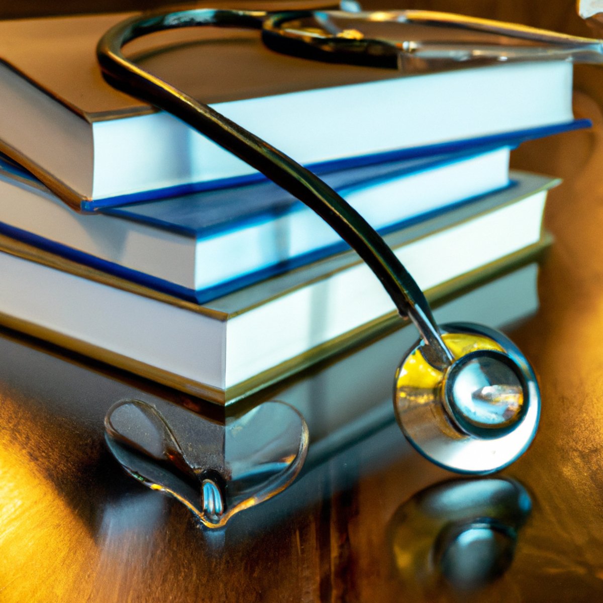 Stethoscope, textbooks, and heart-shaped paperweight on table, representing medical knowledge and cardiovascular health -Kawasaki Disease