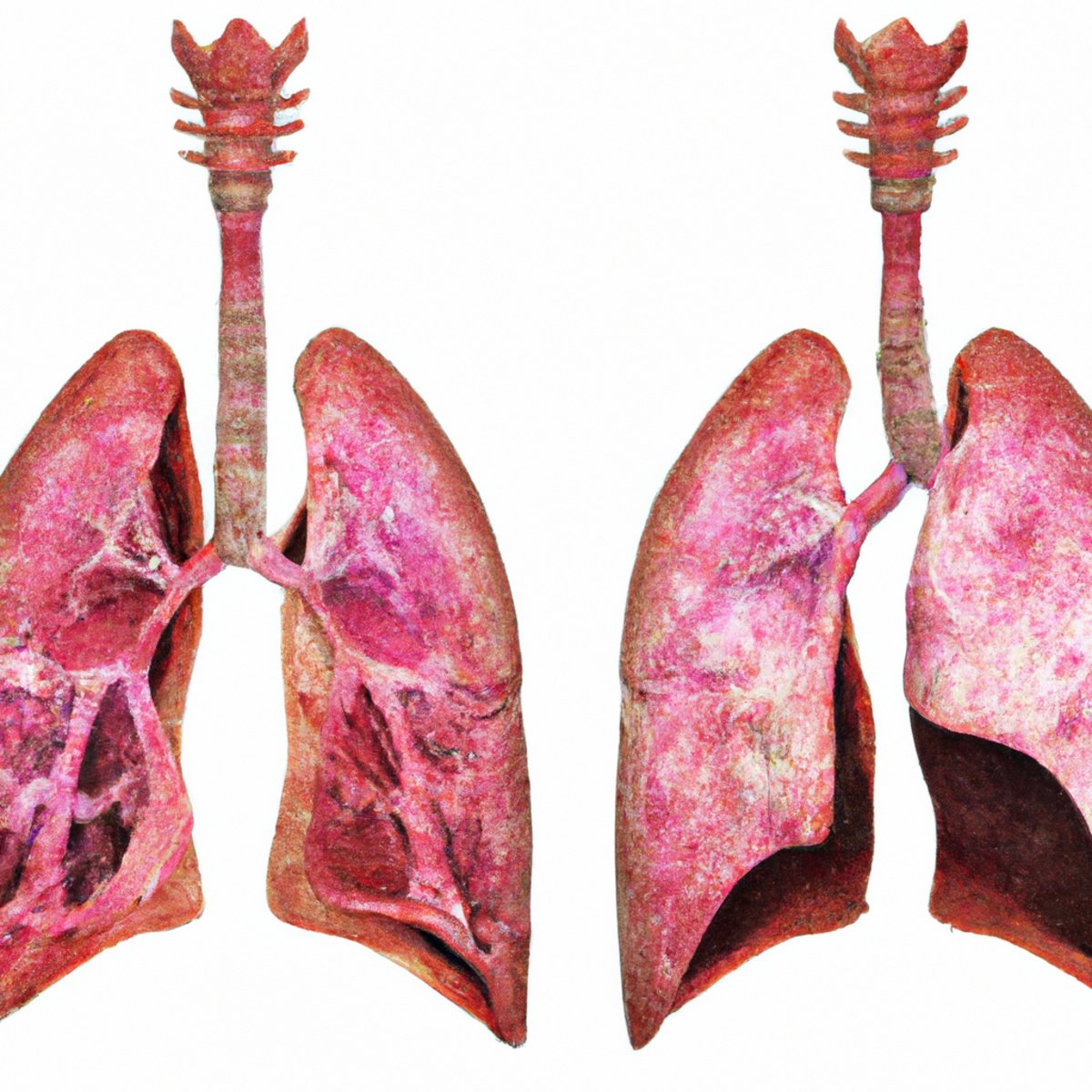 Close-up comparison of a healthy pink lung and a damaged grey lung - Alpha-1 Antitrypsin Deficiency