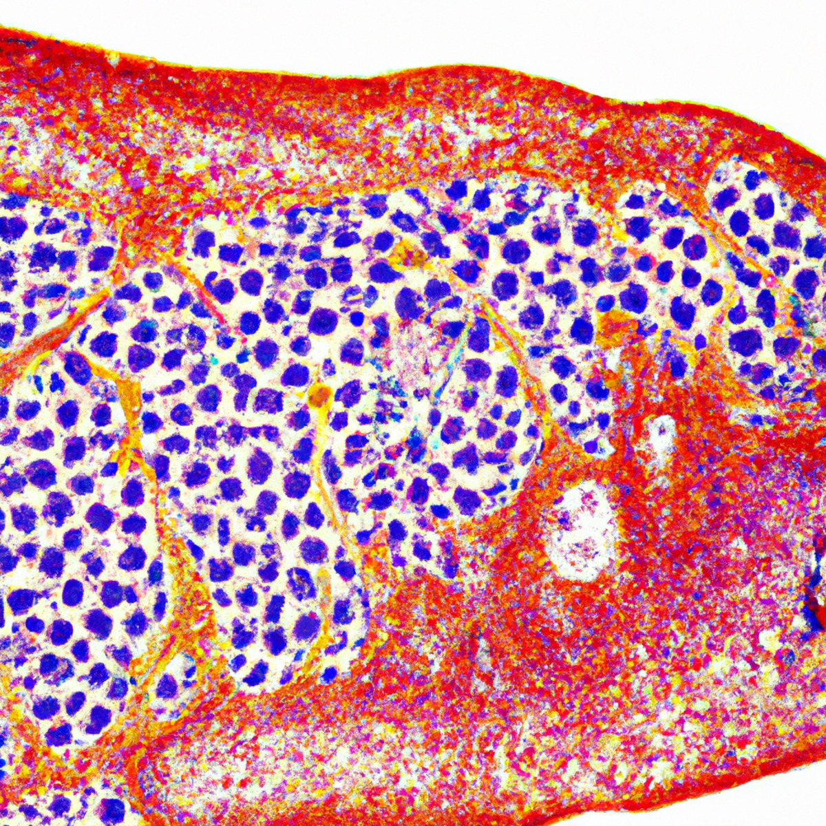 Microscope slide displaying intricate kidney tissue affected by Alport Syndrome, highlighting genetic impact on kidney function.Microscope slide displaying intricate kidney tissue affected by Alport Syndrome, highlighting genetic impact on kidney function.
