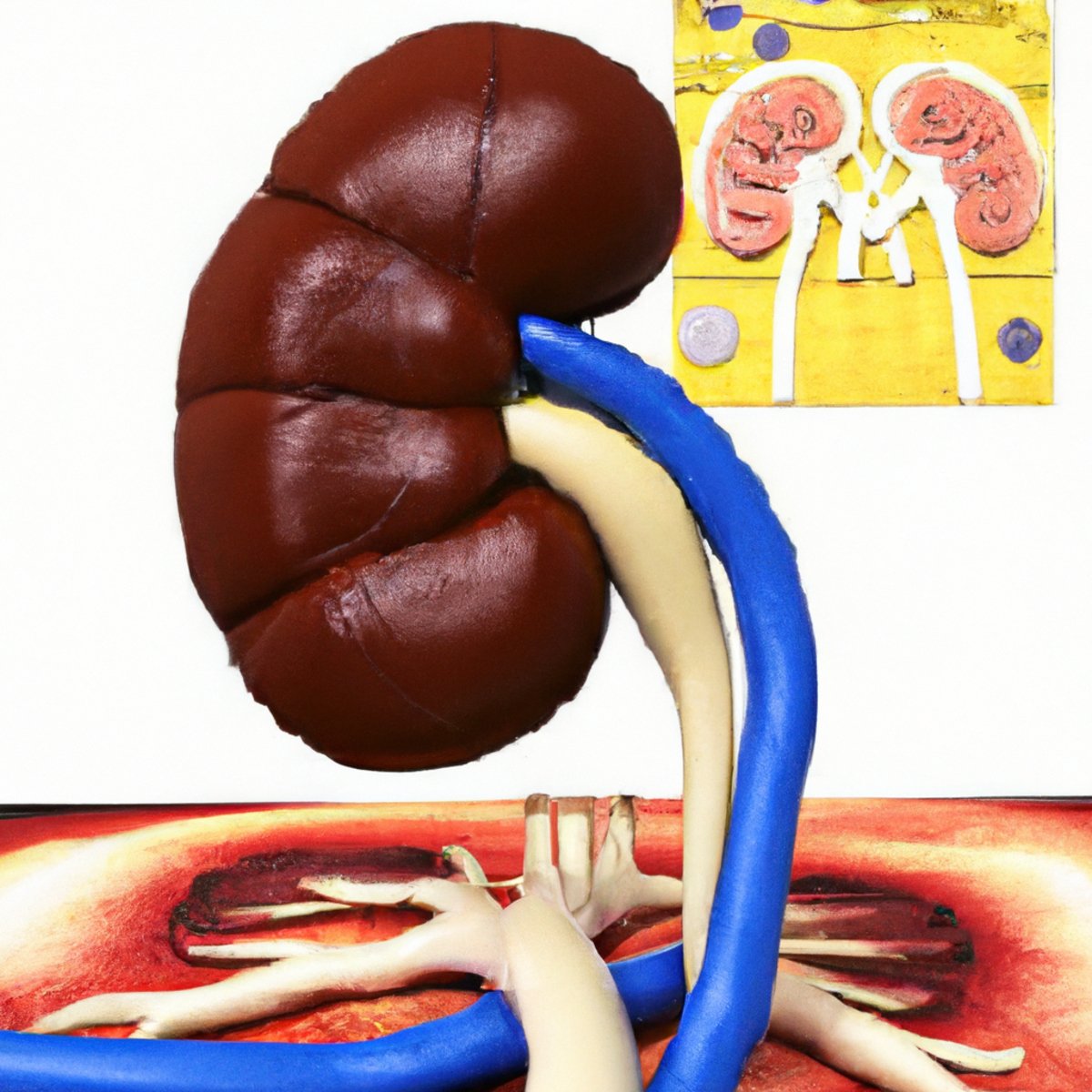 Close-up of kidney model against medical equipment, highlighting intricate structure and details, symbolizing scientific approach to understanding Fabry Disease.