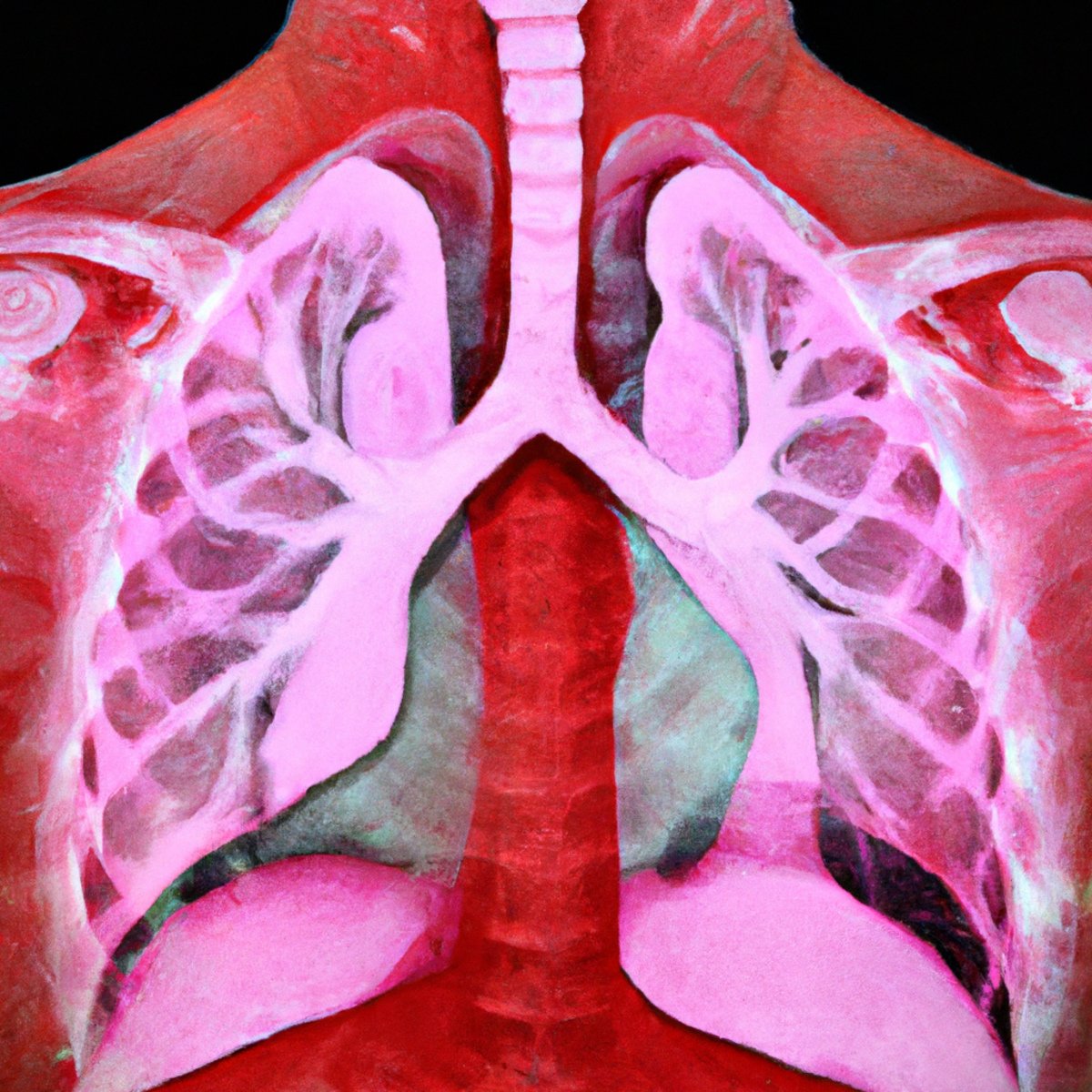 Close-up comparison of a healthy pink lung and a grey, Desquamative Interstitial Pneumonia (DIP) affected lung.