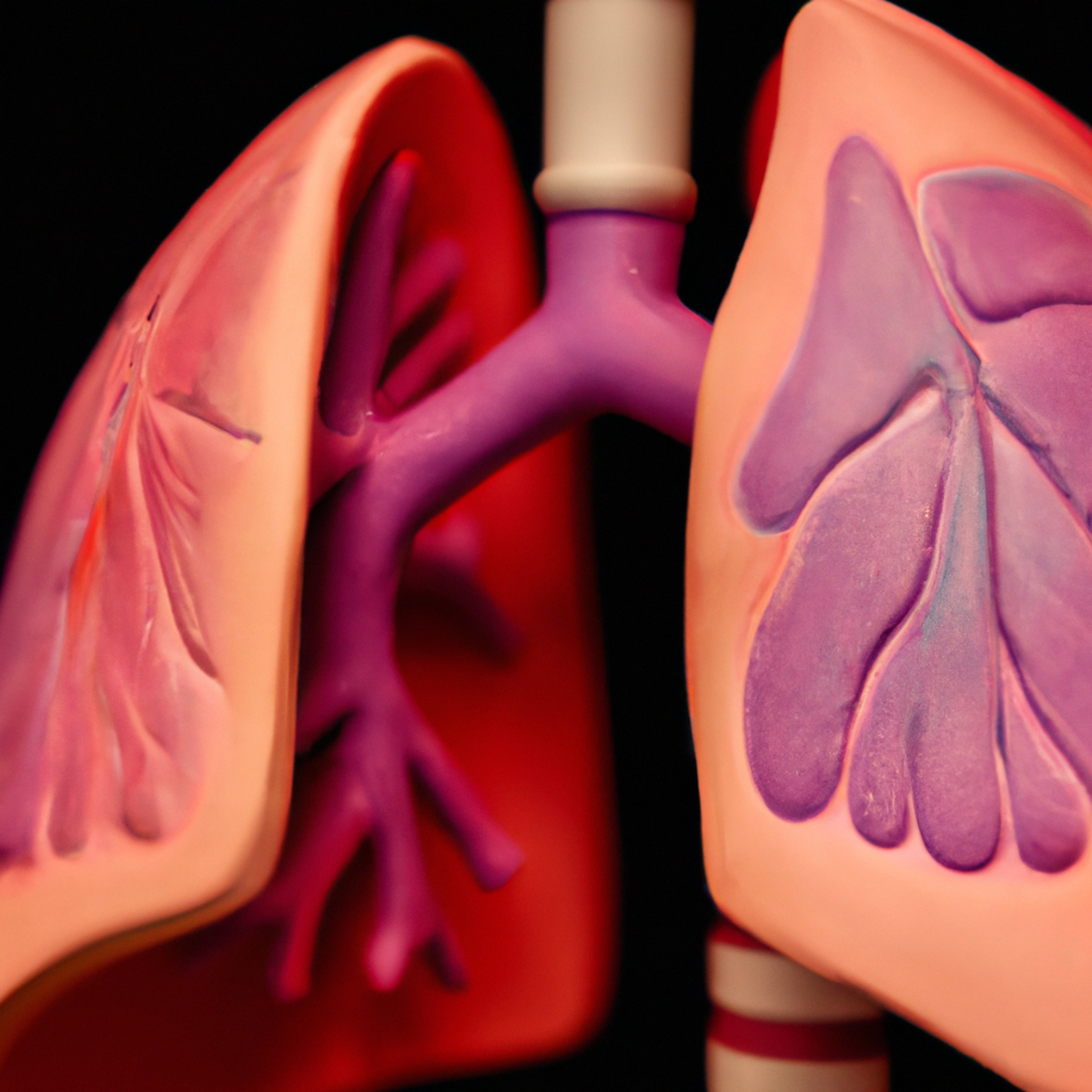 3D model of human lungs with Pleuropulmonary Blastoma area highlighted.