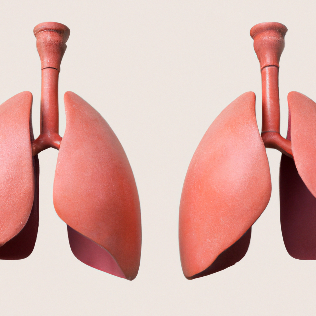 3D models of healthy pink lungs and Desquamative Interstitial Pneumonia (DIP)affected gray lungs.