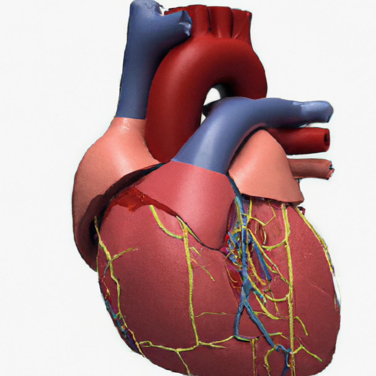 Close-up of lifelike heart model showcasing intricate details, patterns, and irregularities, aiding understanding of Left Ventricular Noncompaction (LVNC)
