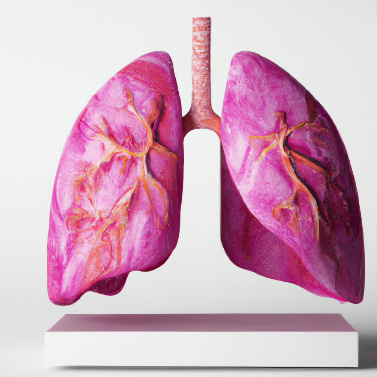 Close-up of healthy pink lungs and 3D tumor model - Pleuropulmonary Blastoma