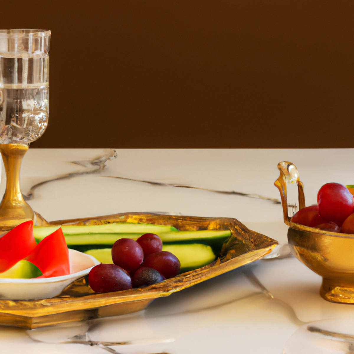 Colorful and nutritious plate of food on an elegant table, emphasizing the importance of nutrition for gastroparesis.
