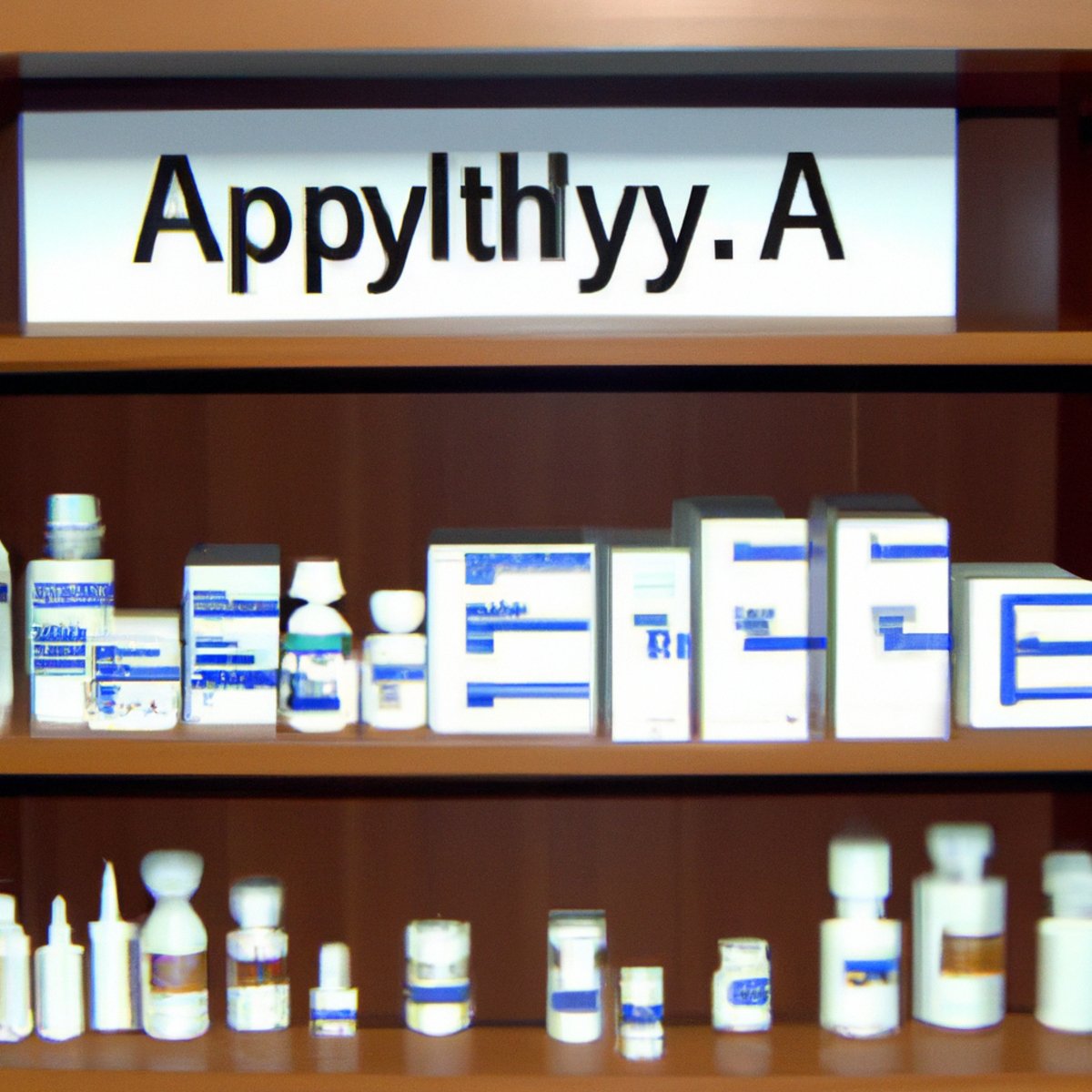 Well-organized medicine cabinet with prescription medications, inhalers, and medical devices for managing Alpha-1 Antitrypsin Deficiency.