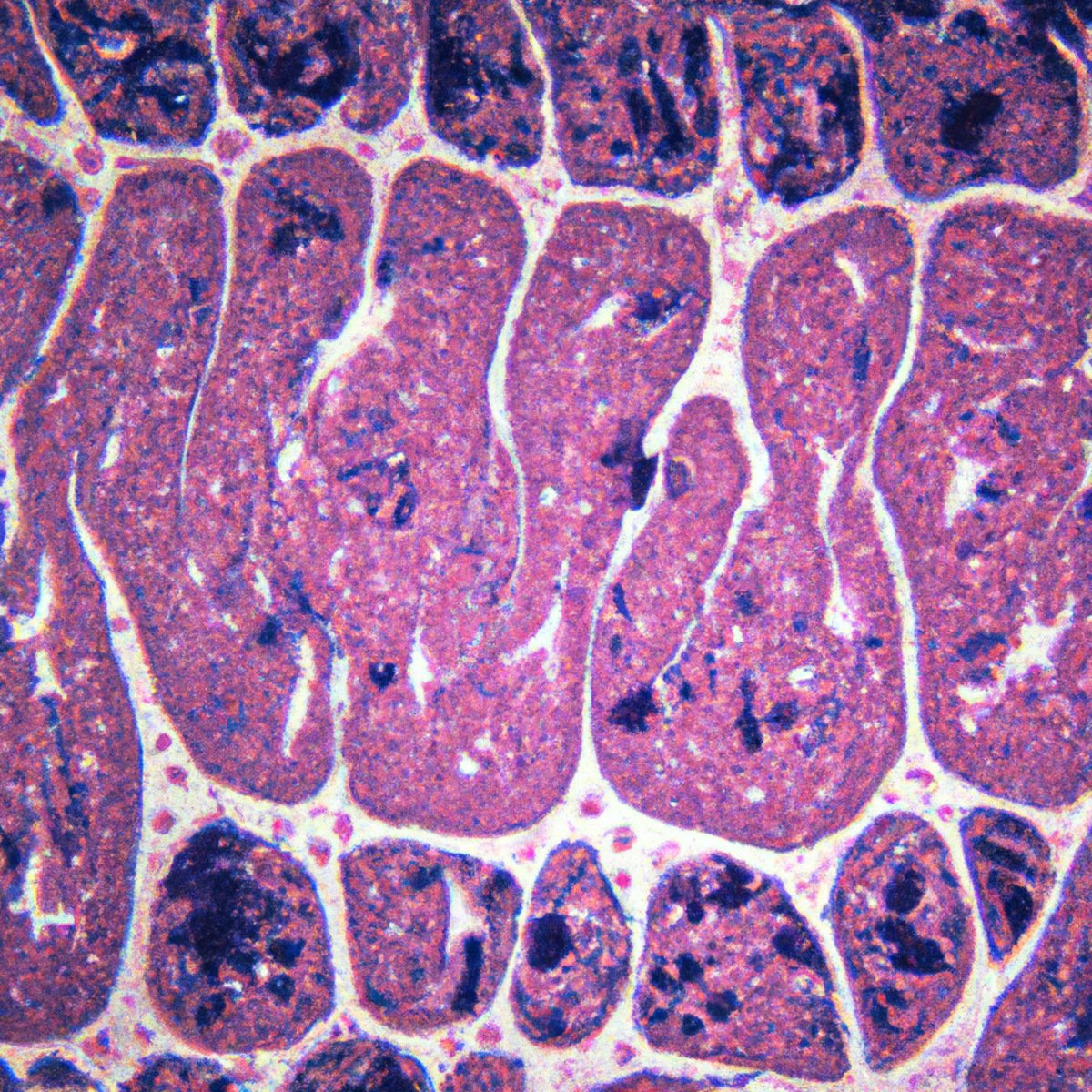 Vibrant and intricate pattern of Gastrointestinal stromal tumor (GIST) cells on microscope slide