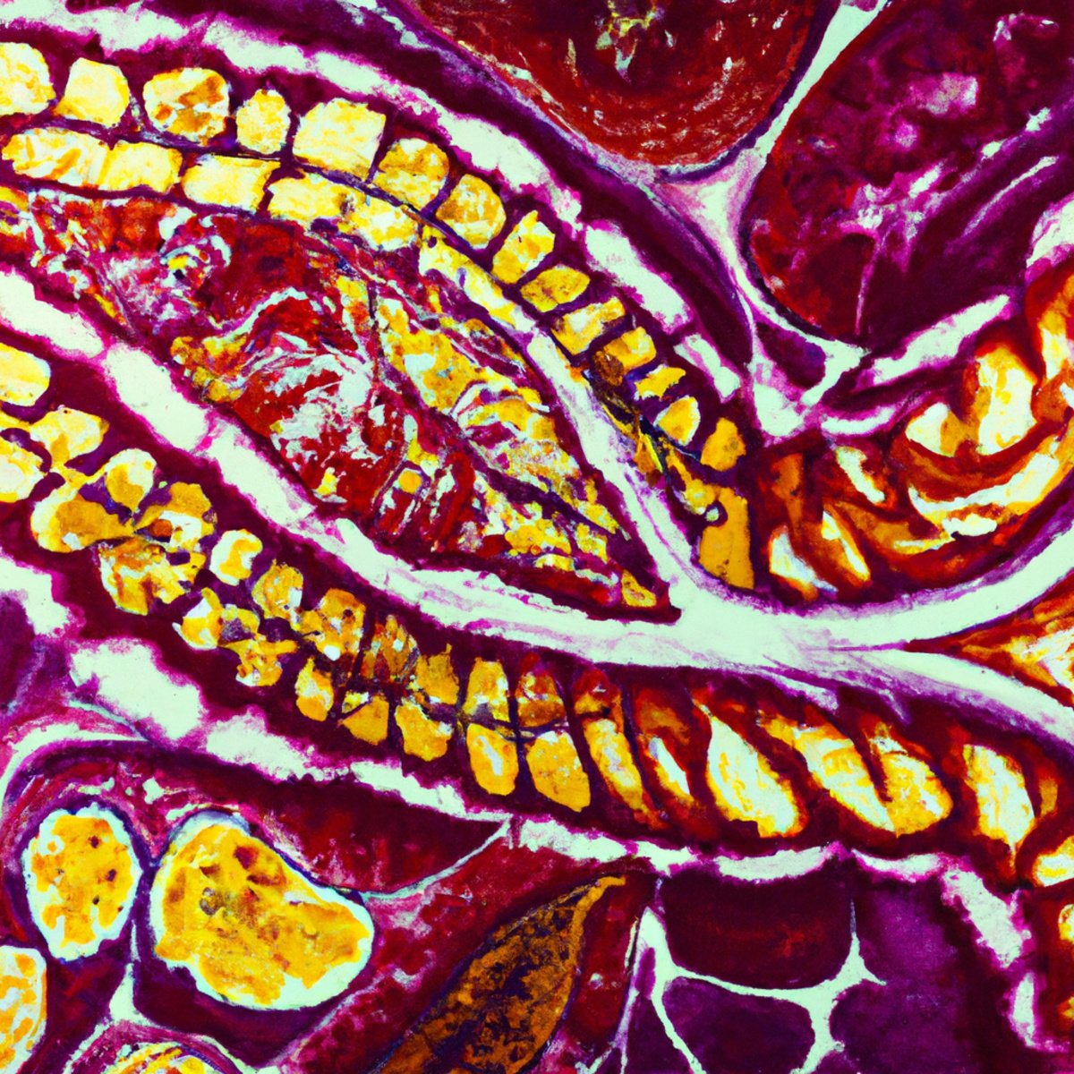 Close-up of healthy pancreas, showcasing intricate network of ducts and blood vessels, highlighting normal functionality.